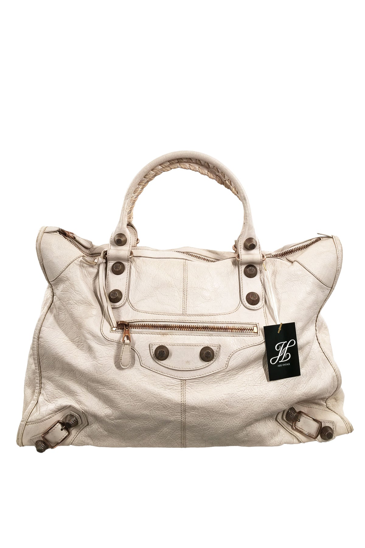 Balenciaga White Weekender Giant 21 Rose Gold Hardware