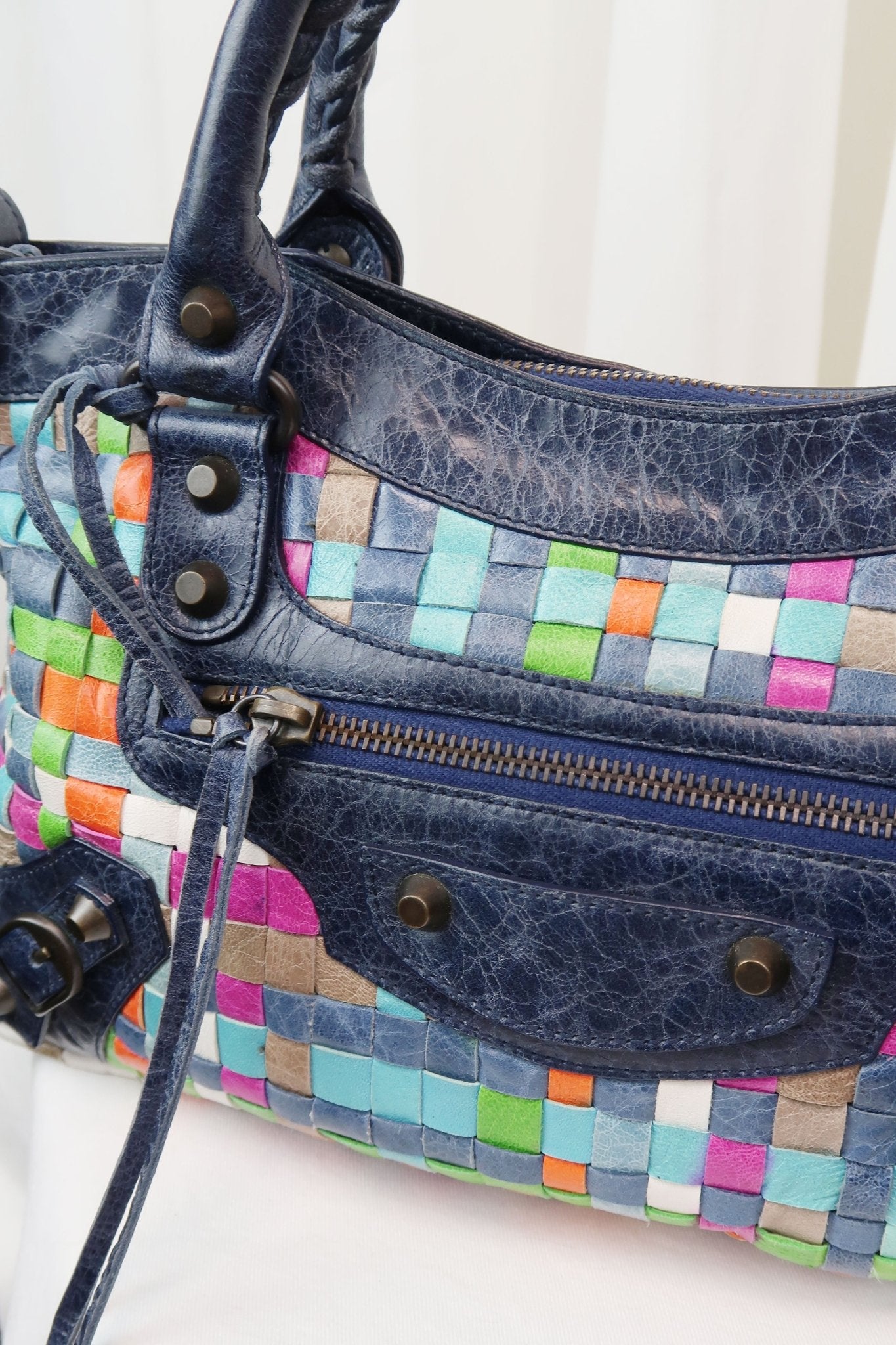 Balenciaga Classic First Bag Lattice Woven Multicolor - Jade Vintage