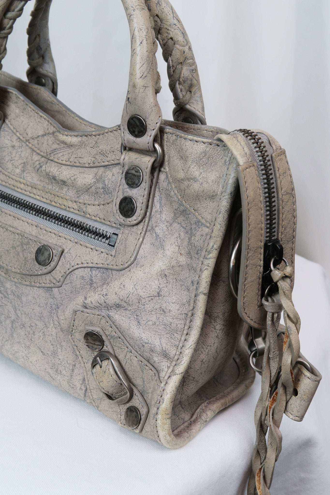 Balenciaga Classic Mini City Bag Gris Poivre - Jade Vintage