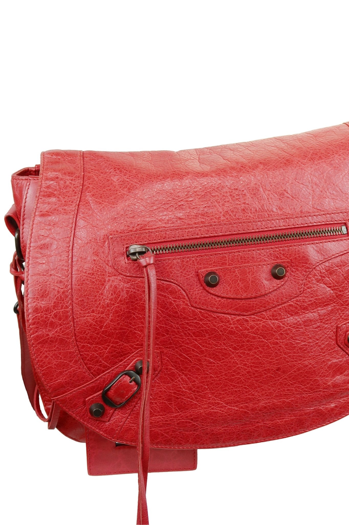 Balenciaga Red Folk Messenger Bag - Jade Vintage