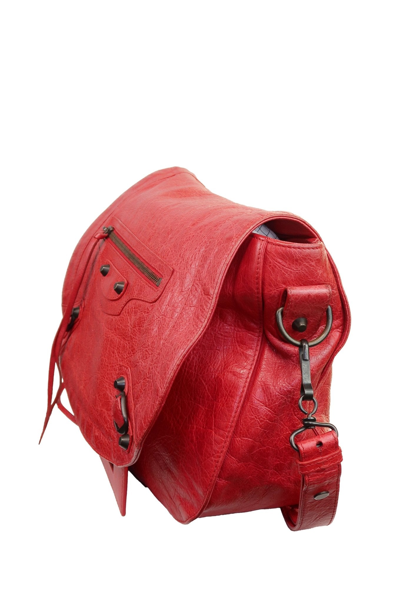 Balenciaga Red Folk Messenger Bag - Jade Vintage