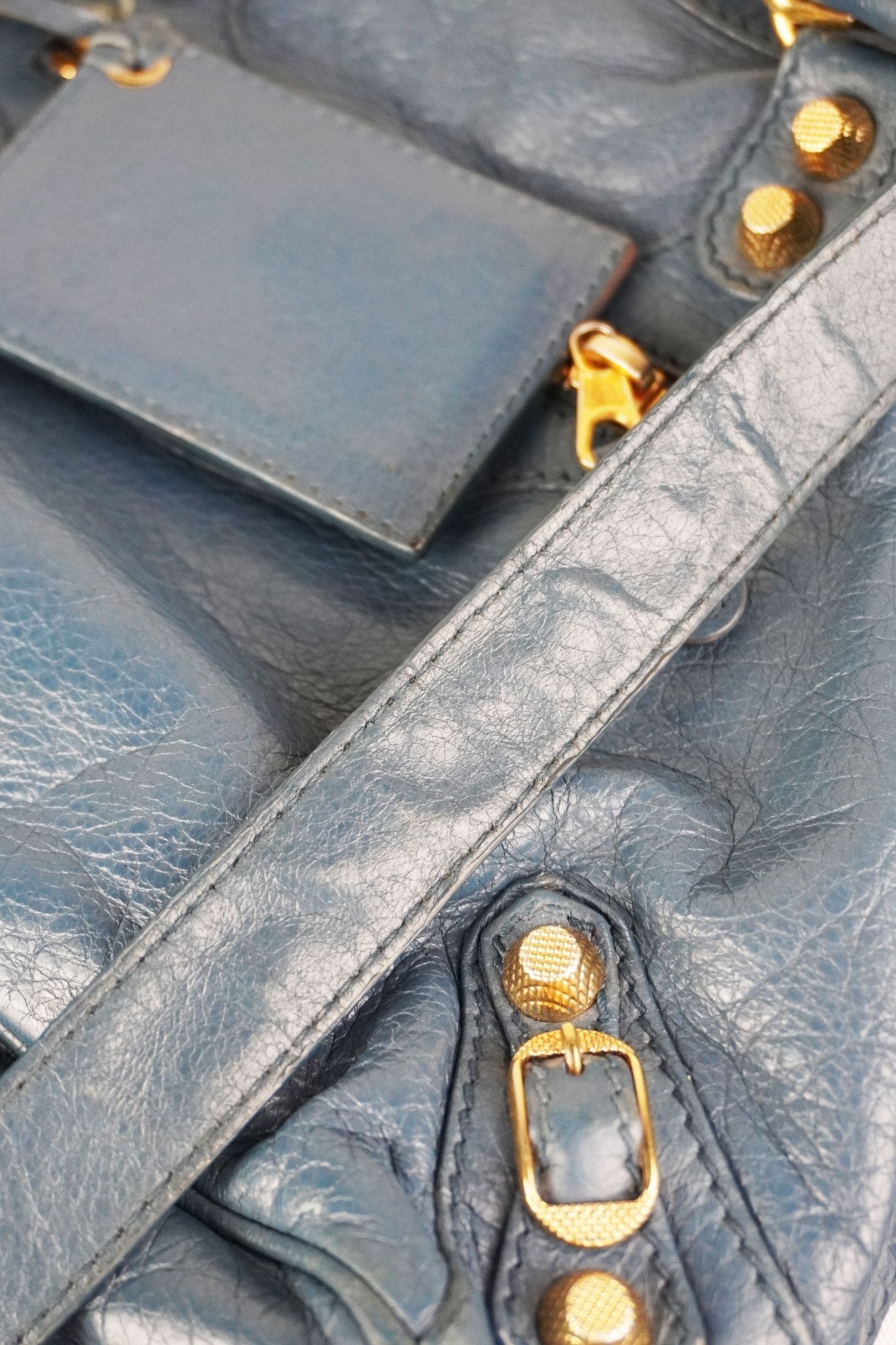 Balenciaga Slate Blue Giant 12 Bowling Bag - Jade Vintage