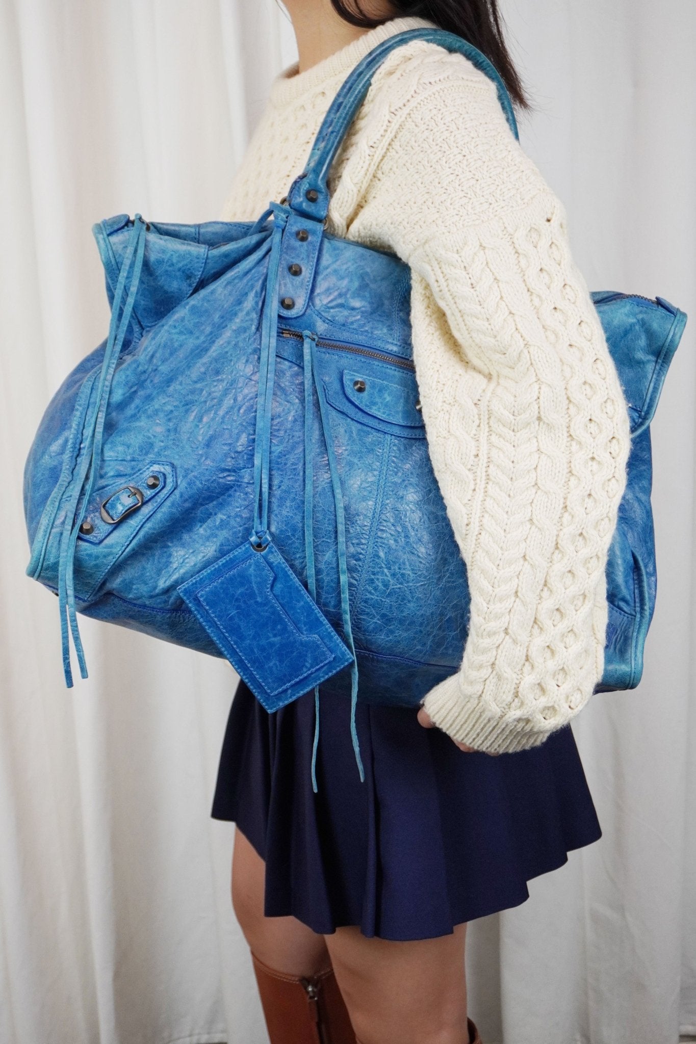 Balenciaga Weekender City Bag Blue - Jade Vintage
