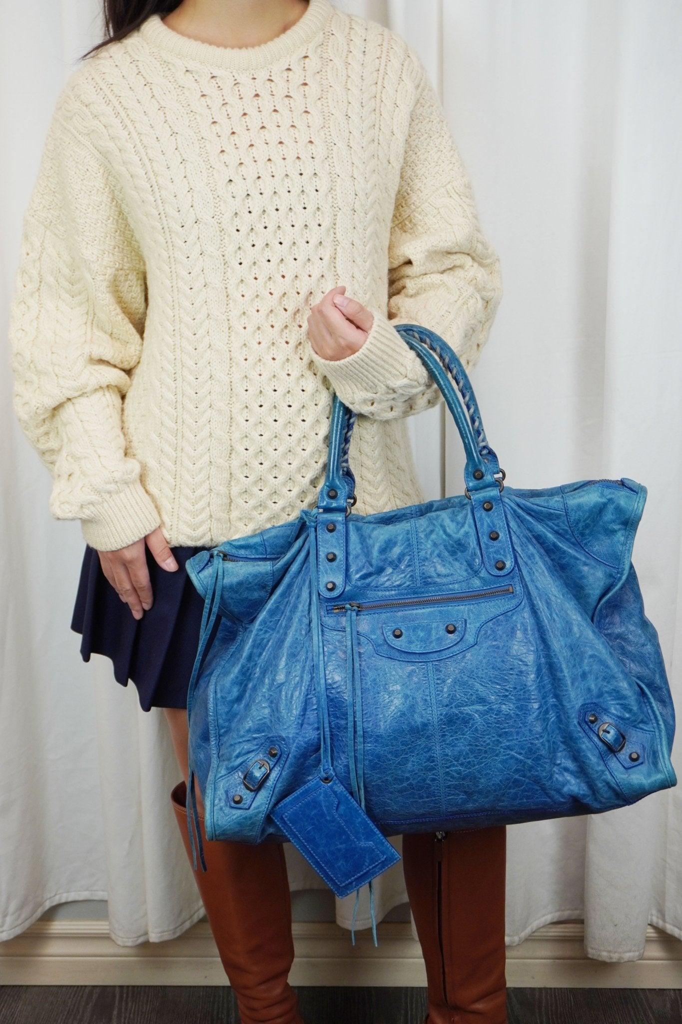 Balenciaga Weekender City Bag Blue - Jade Vintage