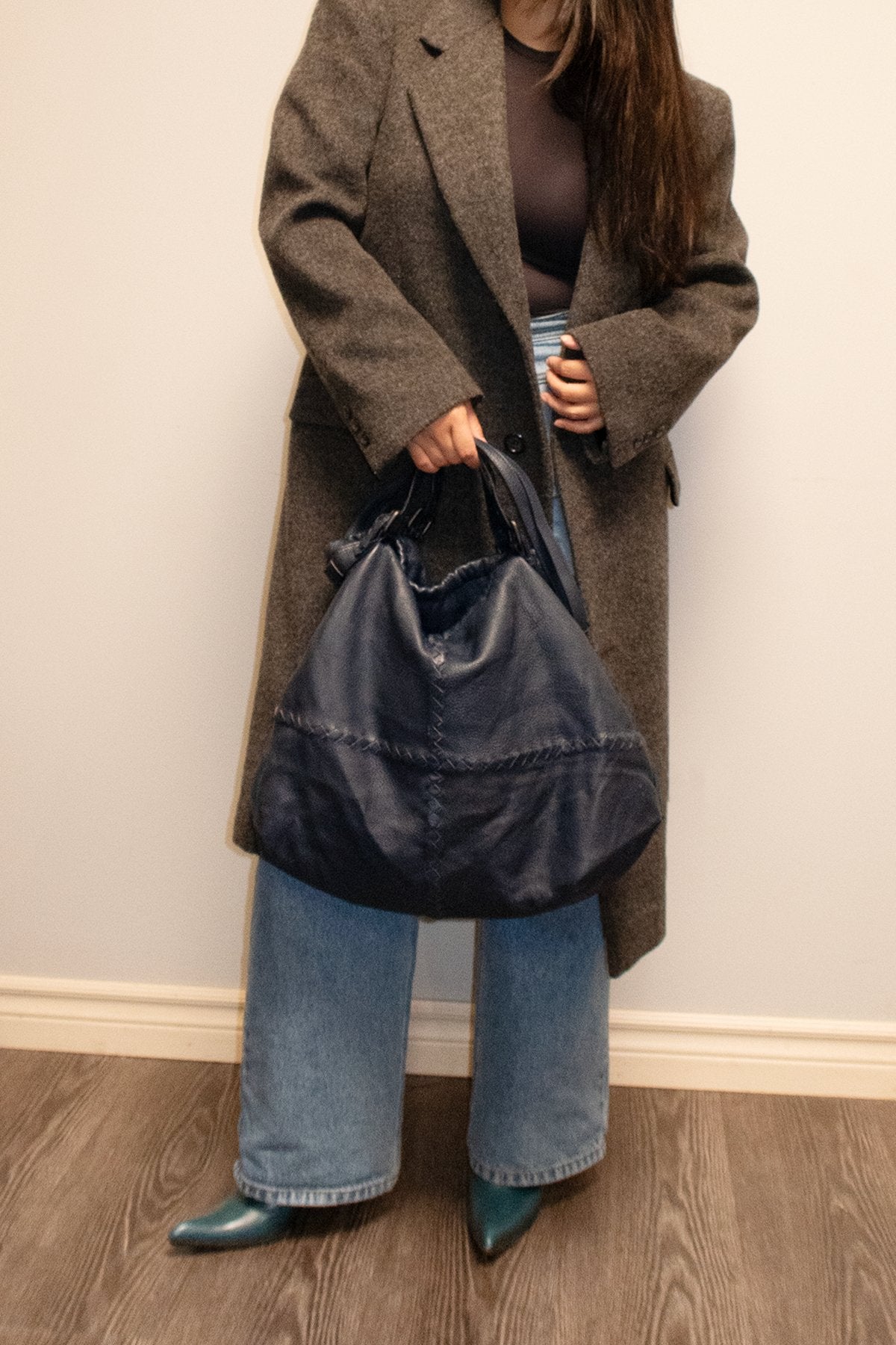 Bottega Veneta Cervo Deerskin Bering Hobo - Jade Vintage