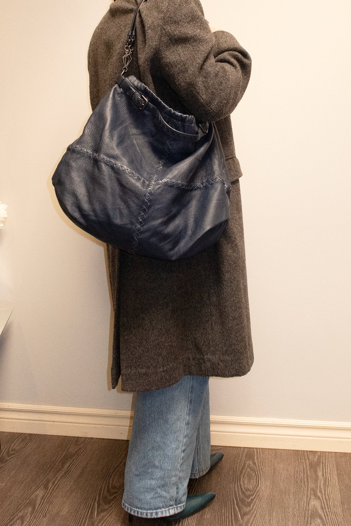 Bottega Veneta Cervo Deerskin Bering Hobo - Jade Vintage