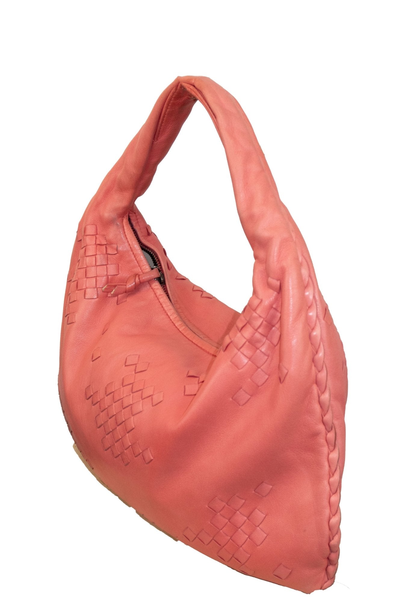 Bottega Veneta Intrecciato Pink Nappa Medium Leather Hobo - Jade Vintage