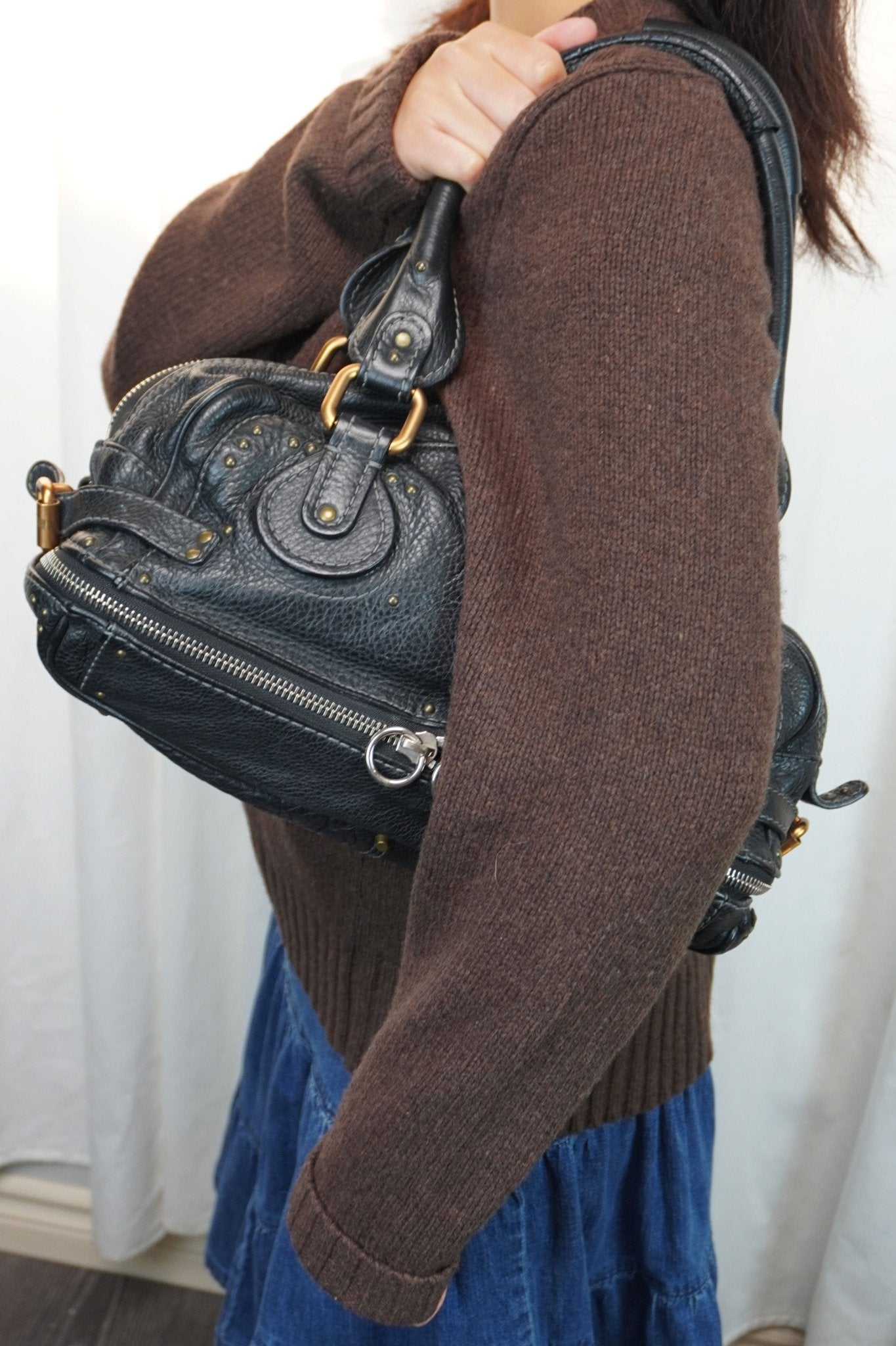 Chloe Paddington Black Shoulder Bag - Jade Vintage