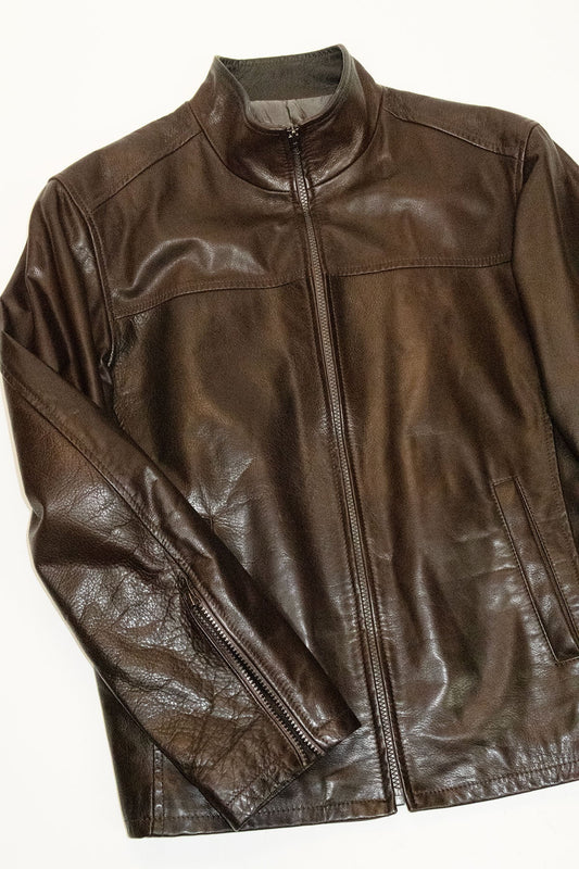 Chocolate Brown Leather Jacket / Medium-Large - Jade Vintage