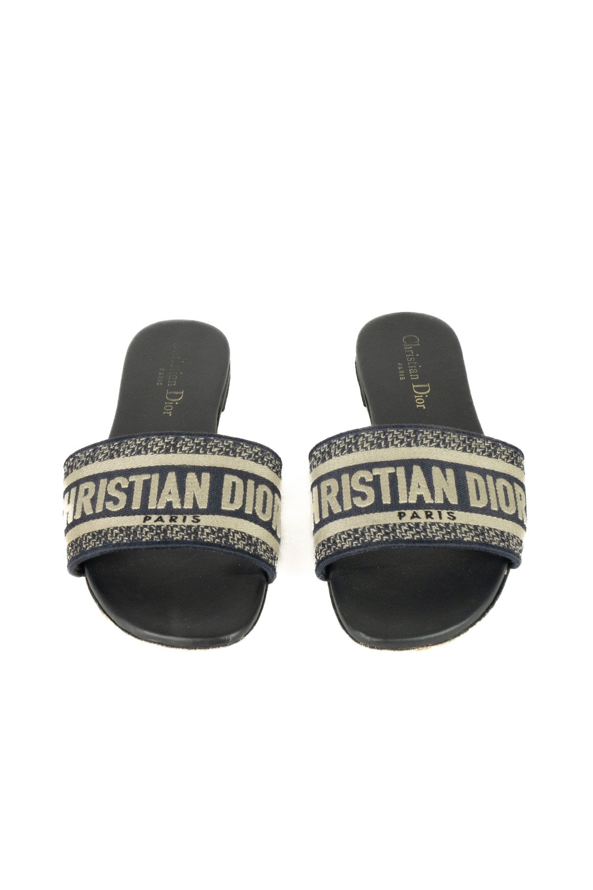 Christian Dior Canvas Printed Slides / 37 - Jade Vintage