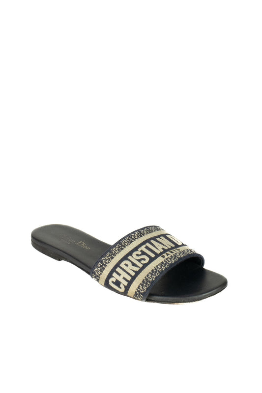 Christian Dior Canvas Printed Slides / 37 - Jade Vintage