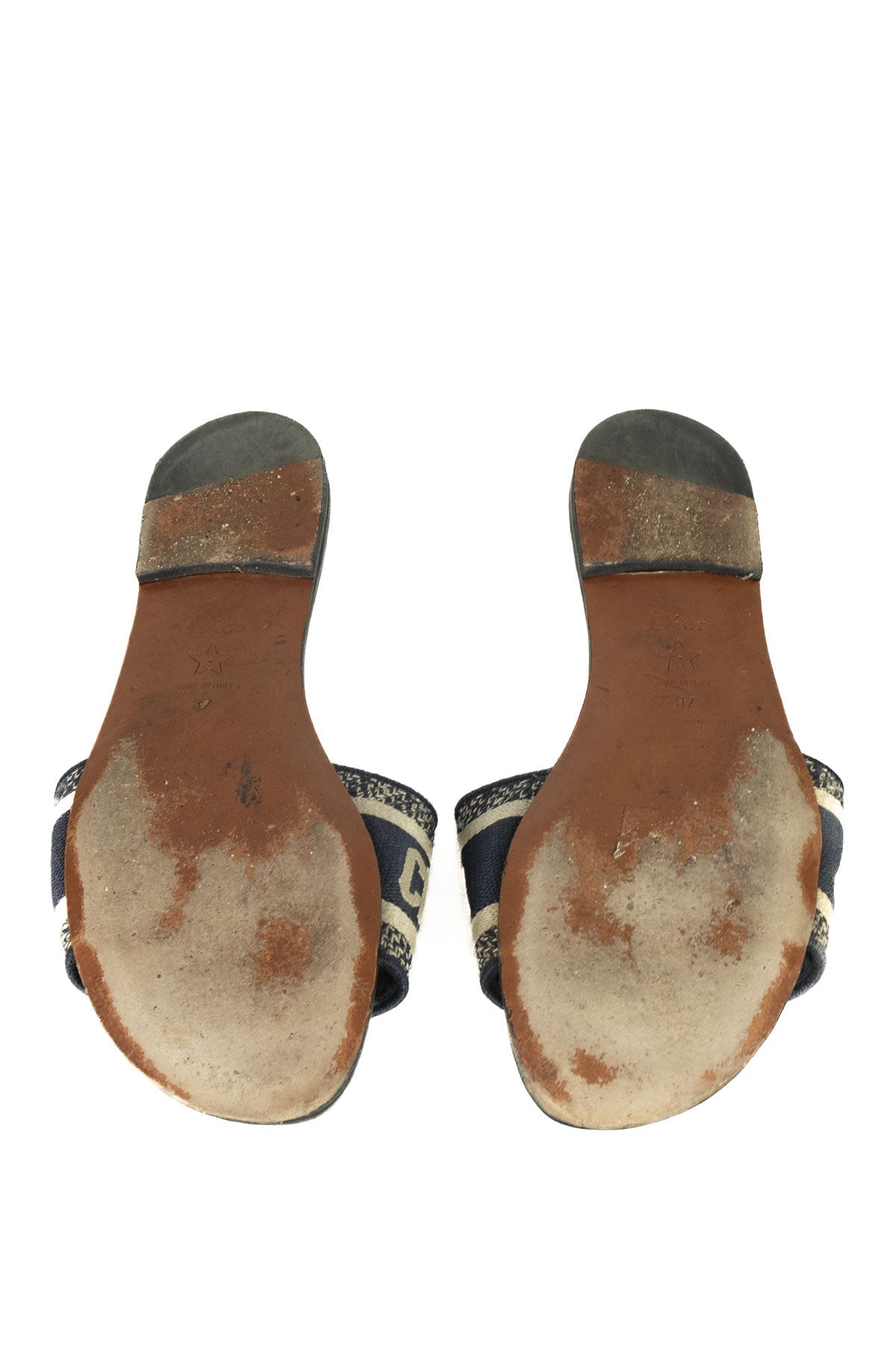 Christian Dior Canvas Printed Slides / 37 - Jade Vintage
