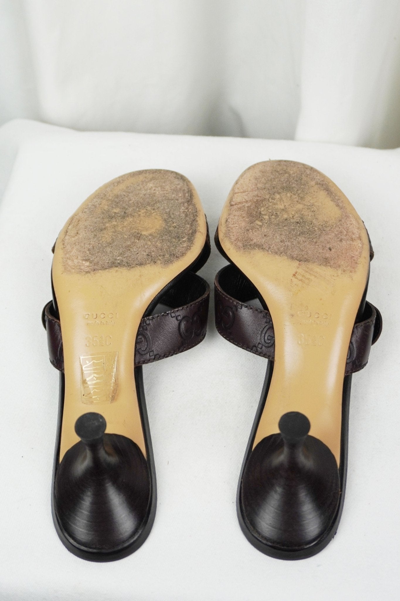 Gucci Monogram Sandal Heels / 35 1/2 - Jade Vintage