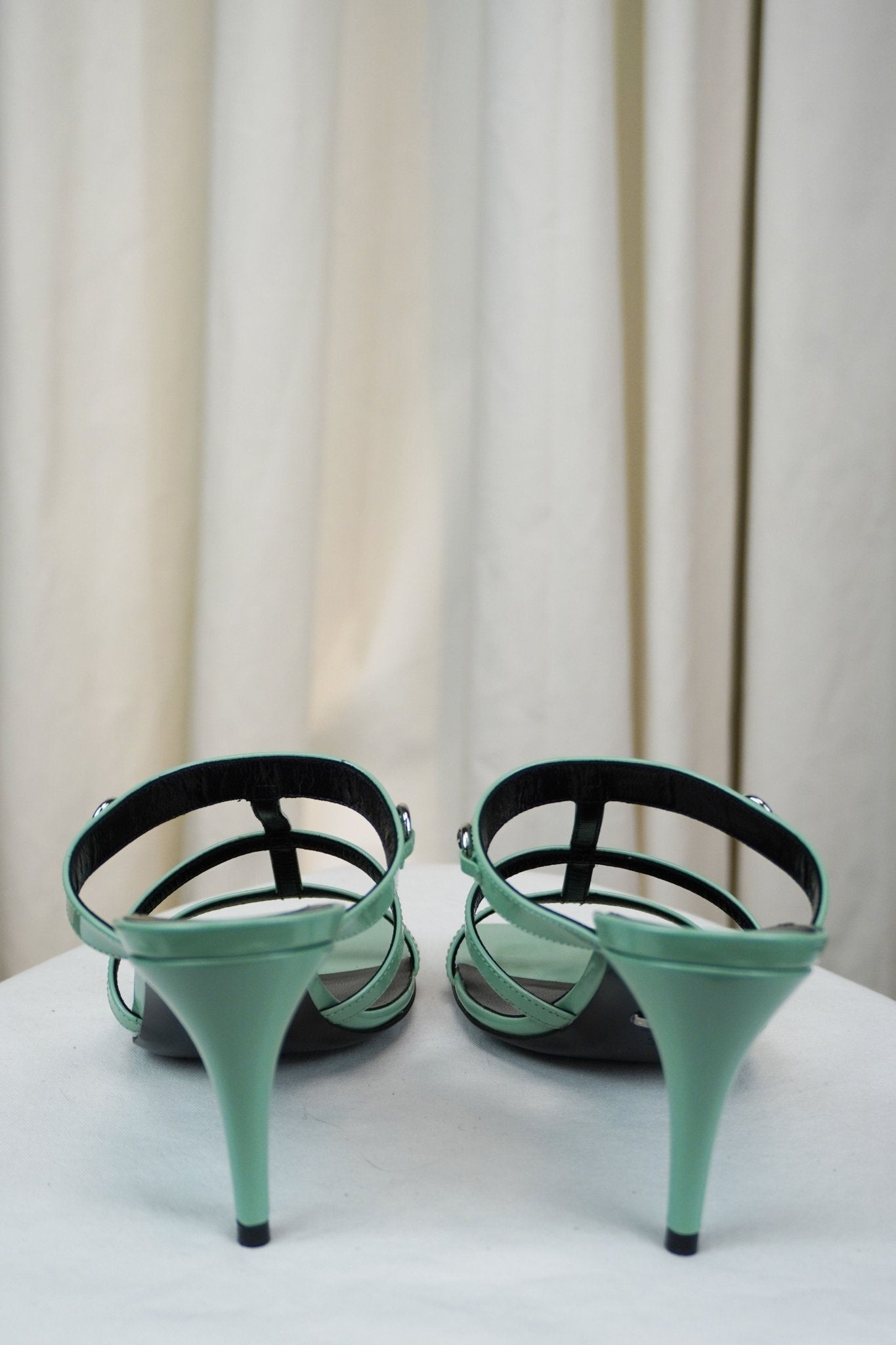 Gucci Teal Sandal Heels / 37.5 - Jade Vintage