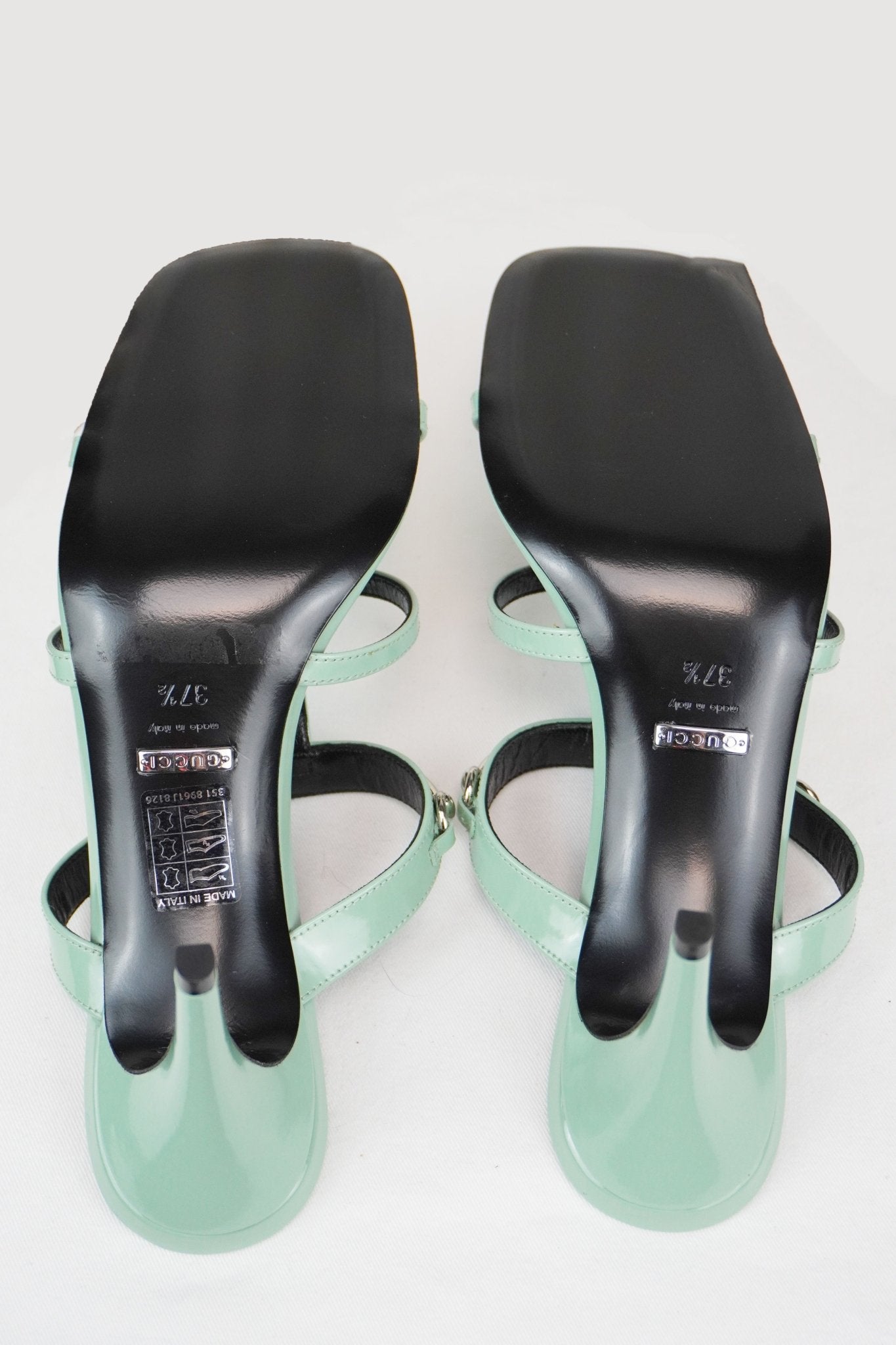 Gucci Teal Sandal Heels / 37.5 - Jade Vintage