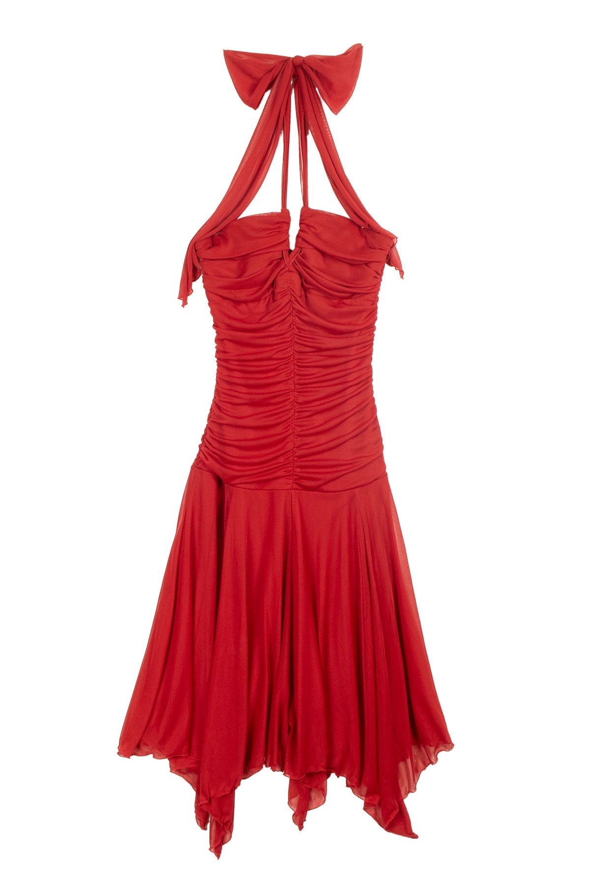 Le Chateau Red Halter Ruched Dress Small Jade Vintage