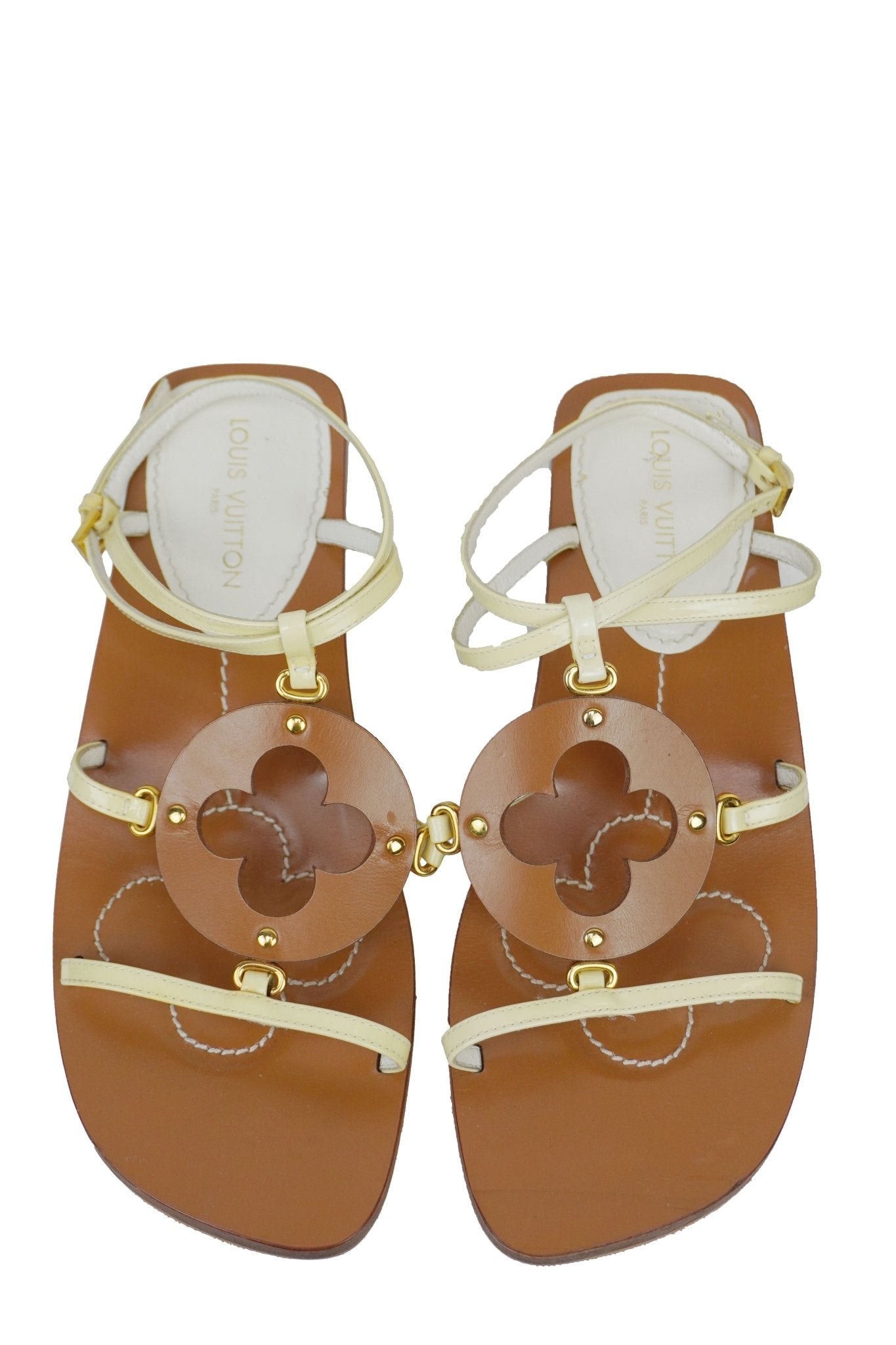 Louis Vuitton Strappy Patent Leather Sandals / Size 37 - Jade Vintage