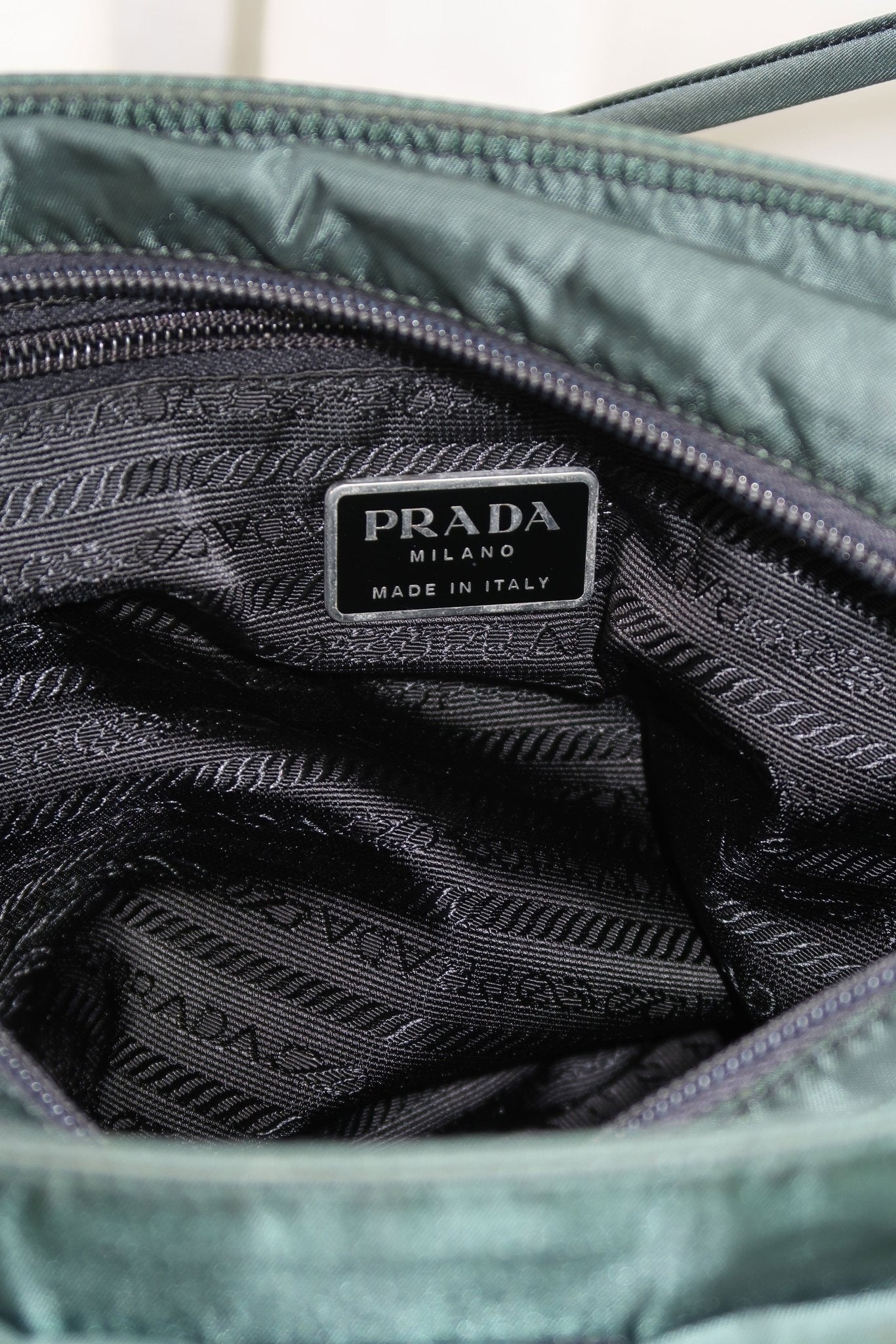 Prada Khaki Nylon Shoulder Bag - Jade Vintage