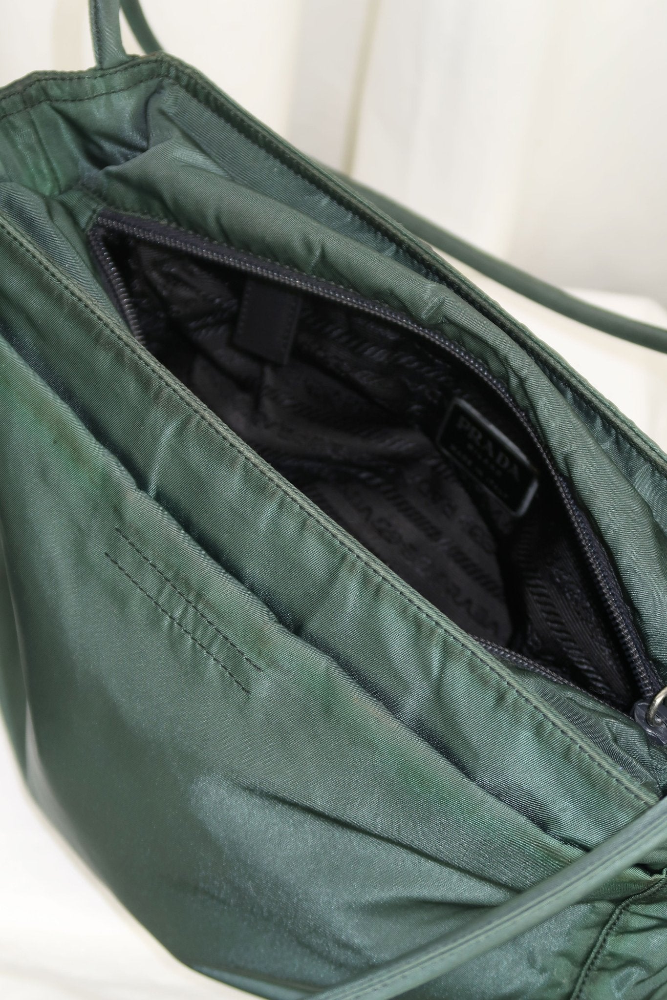 Prada Khaki Nylon Shoulder Bag - Jade Vintage