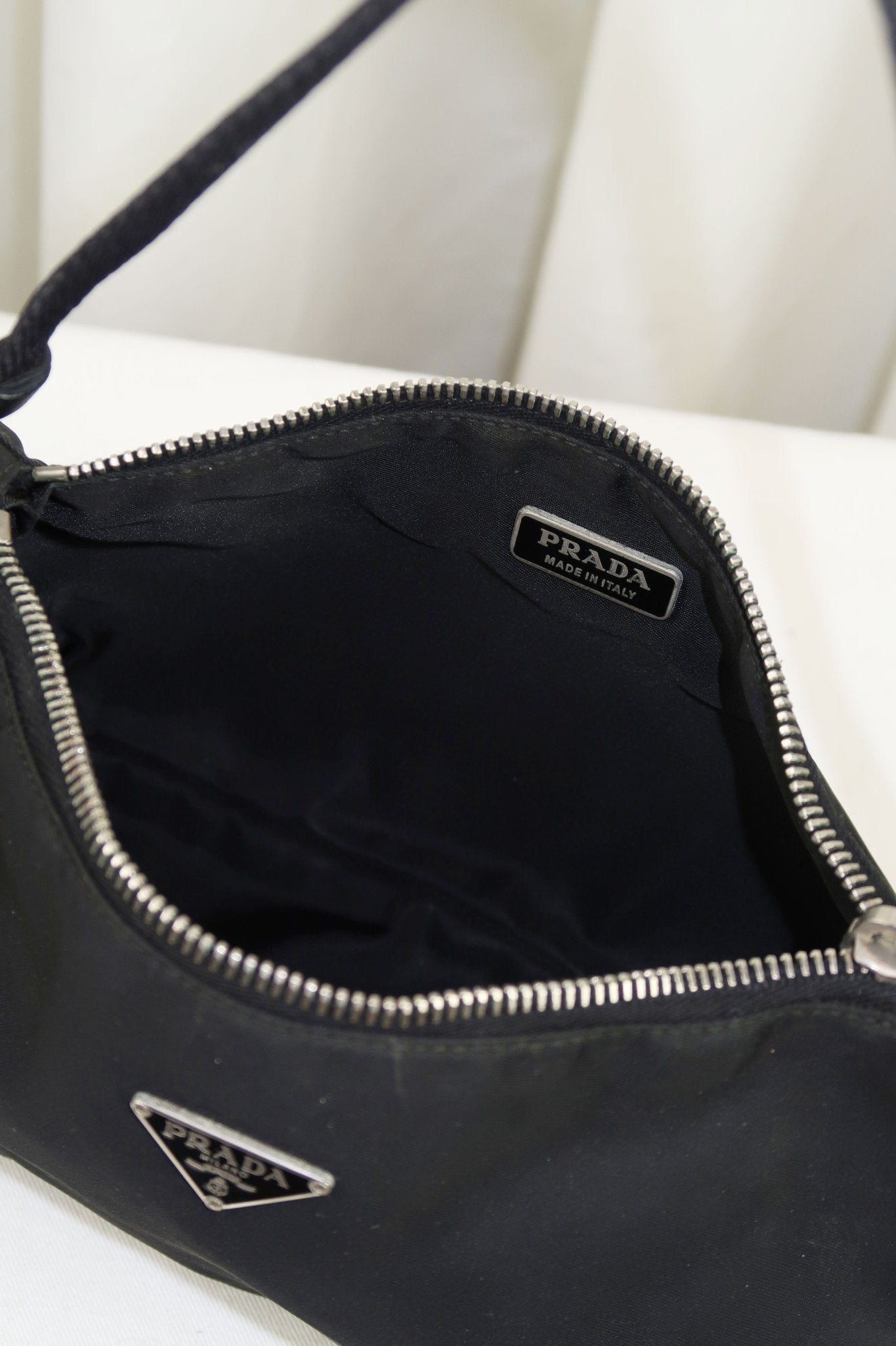 Prada Tessuto Nylon Pochette Bag Black - Jade Vintage