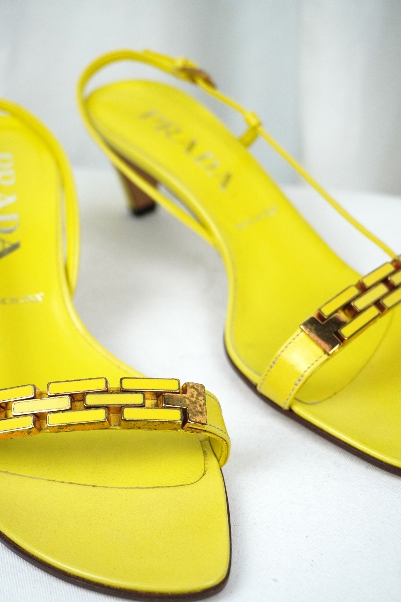 Prada Yellow Sandal Heels / 37 - Jade Vintage