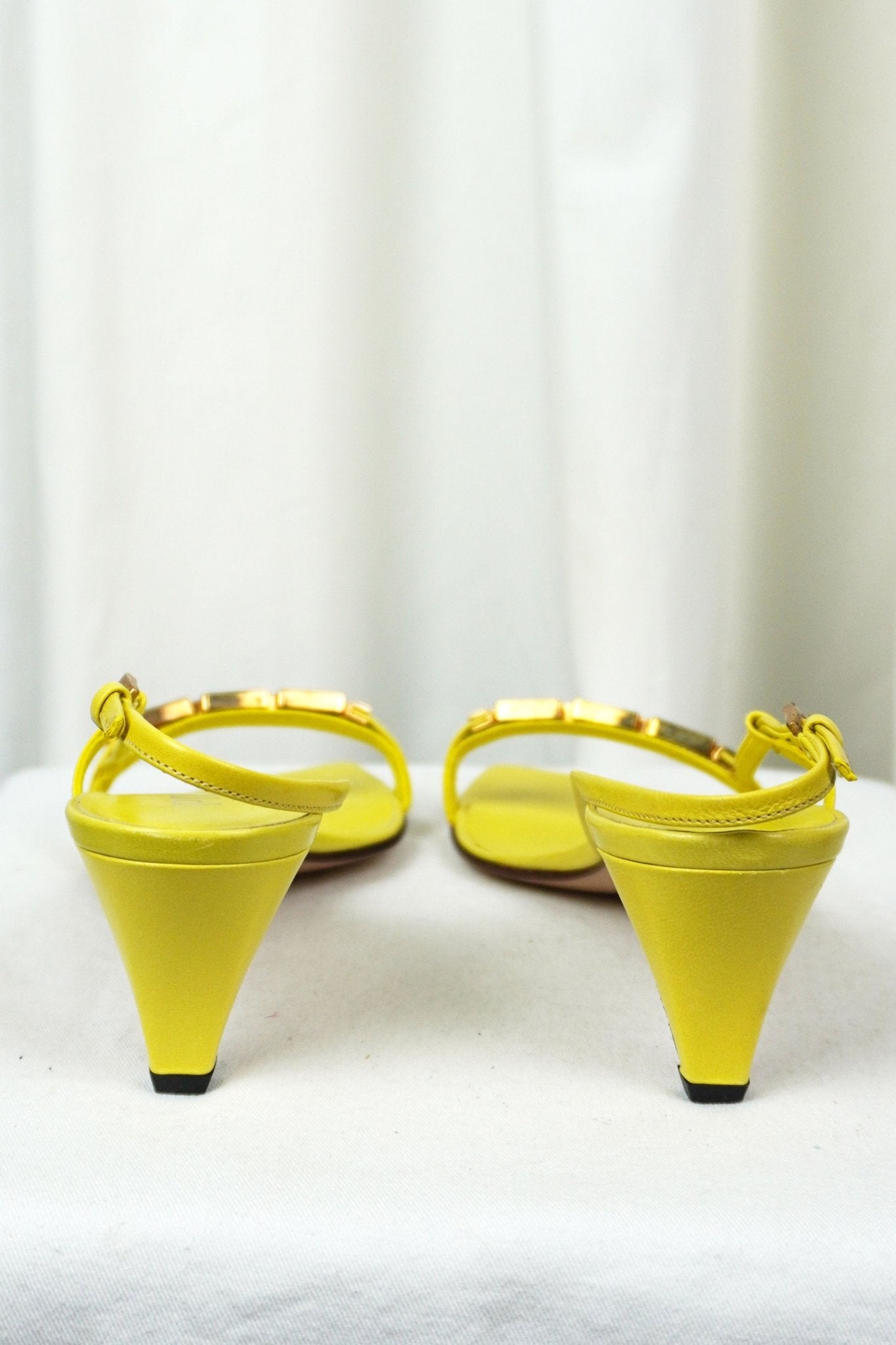 Prada Yellow Sandal Heels / 37 - Jade Vintage