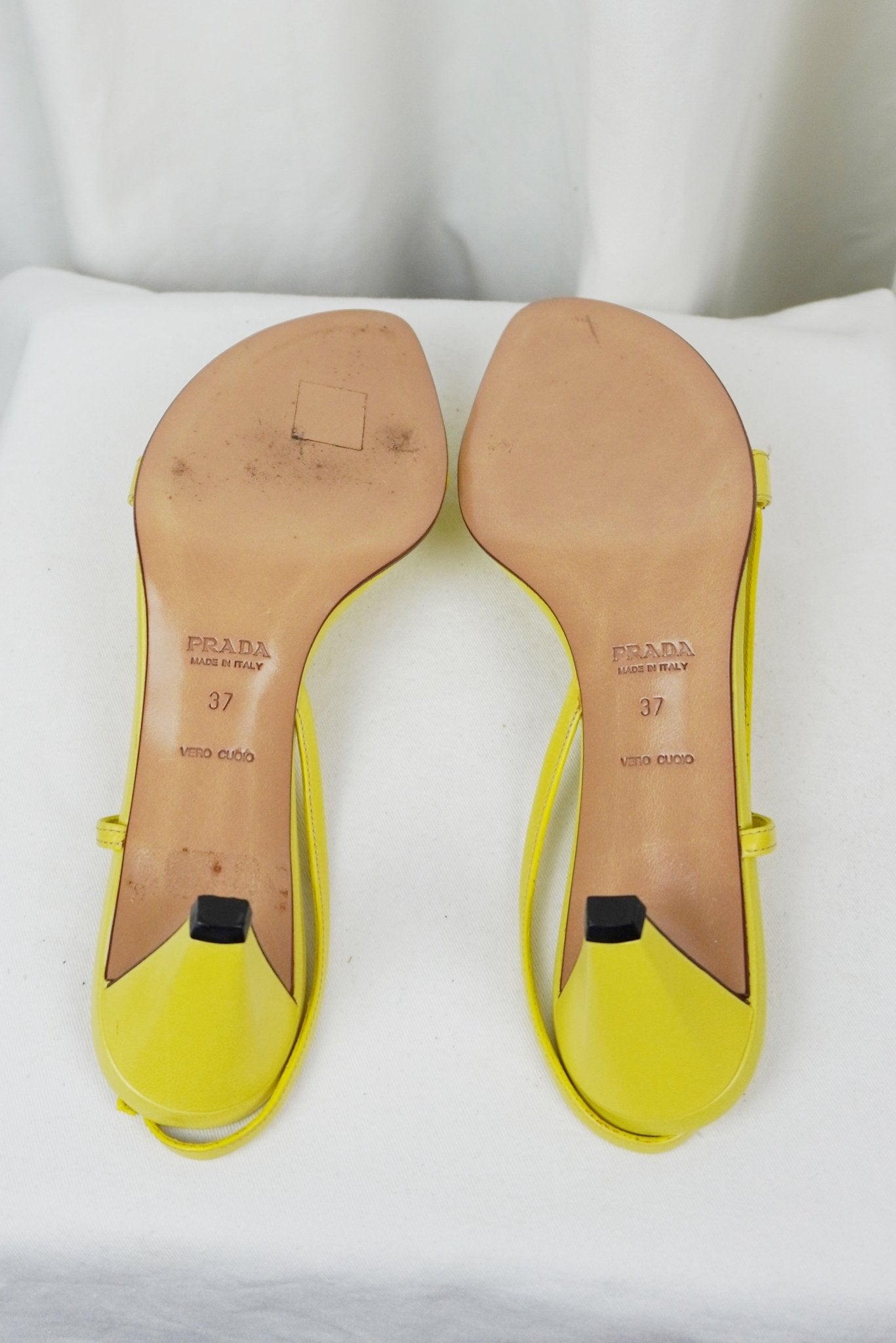Prada Yellow Sandal Heels / 37 - Jade Vintage