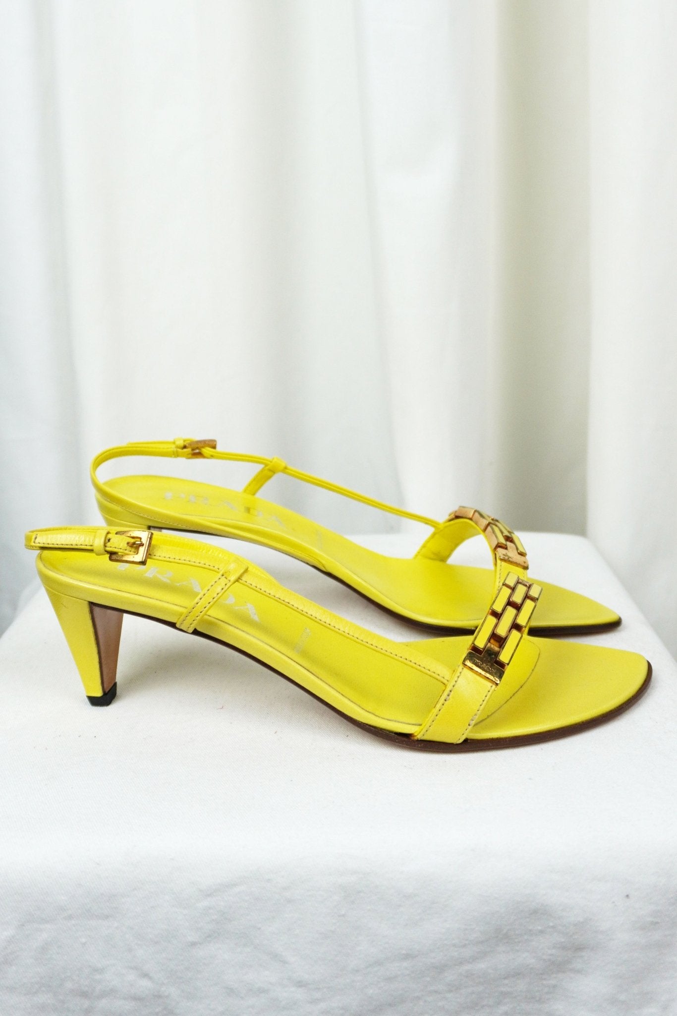 Prada Yellow Sandal Heels / 37 - Jade Vintage