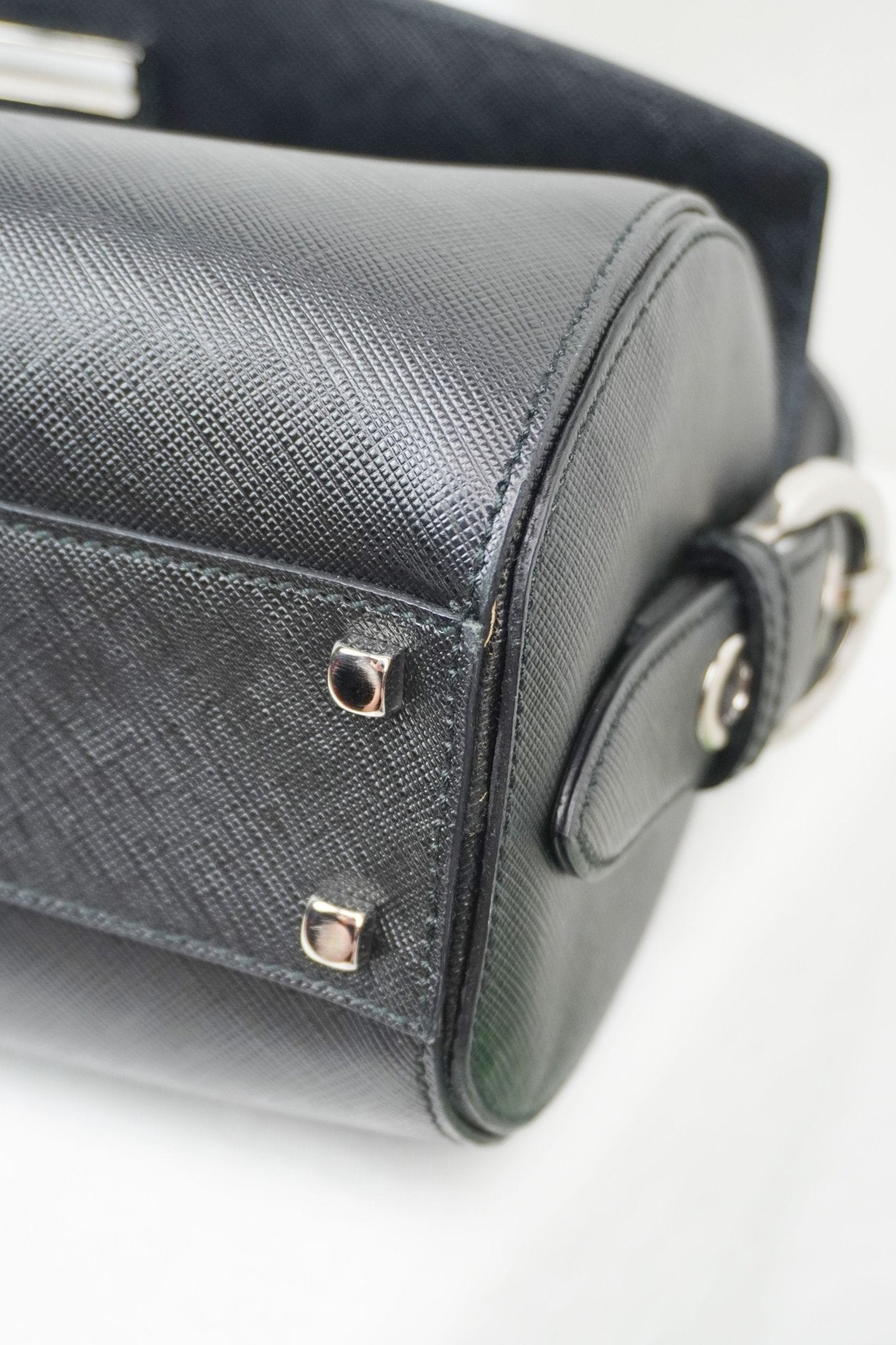 Salvatore Ferragamo Saffiano Leather Barrel Bag - Jade Vintage