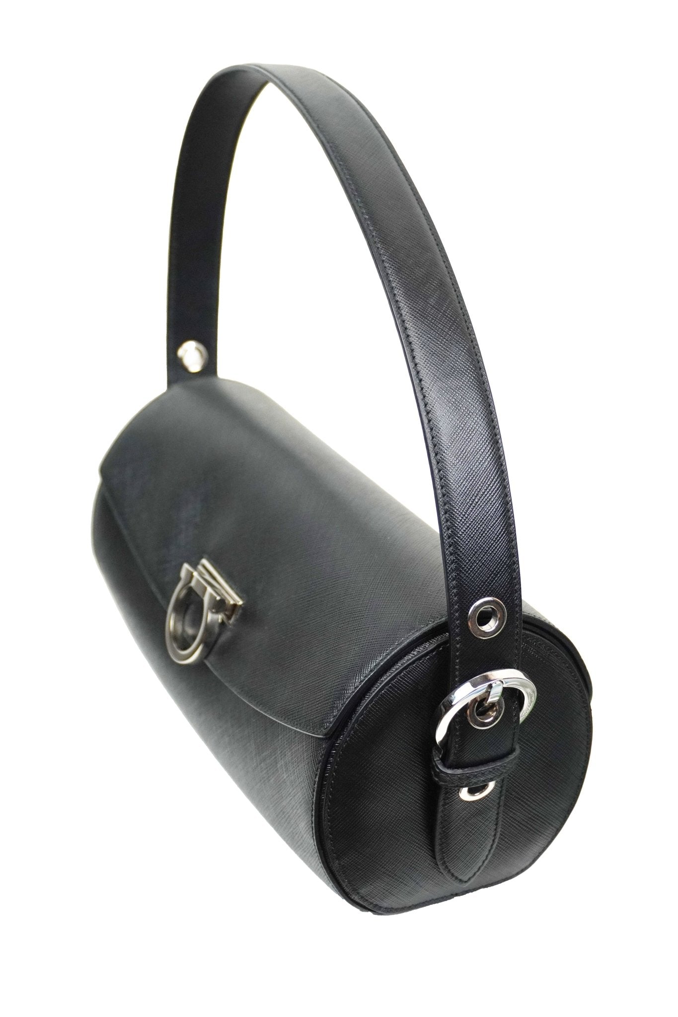 Salvatore Ferragamo Saffiano Leather Barrel Bag - Jade Vintage