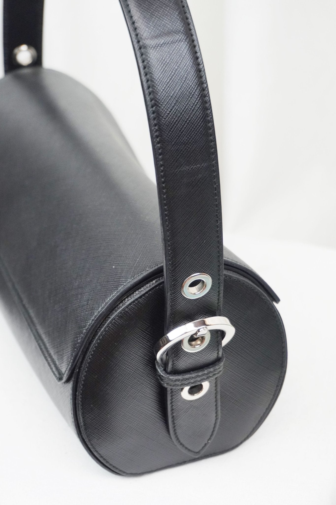 Salvatore Ferragamo Saffiano Leather Barrel Bag - Jade Vintage