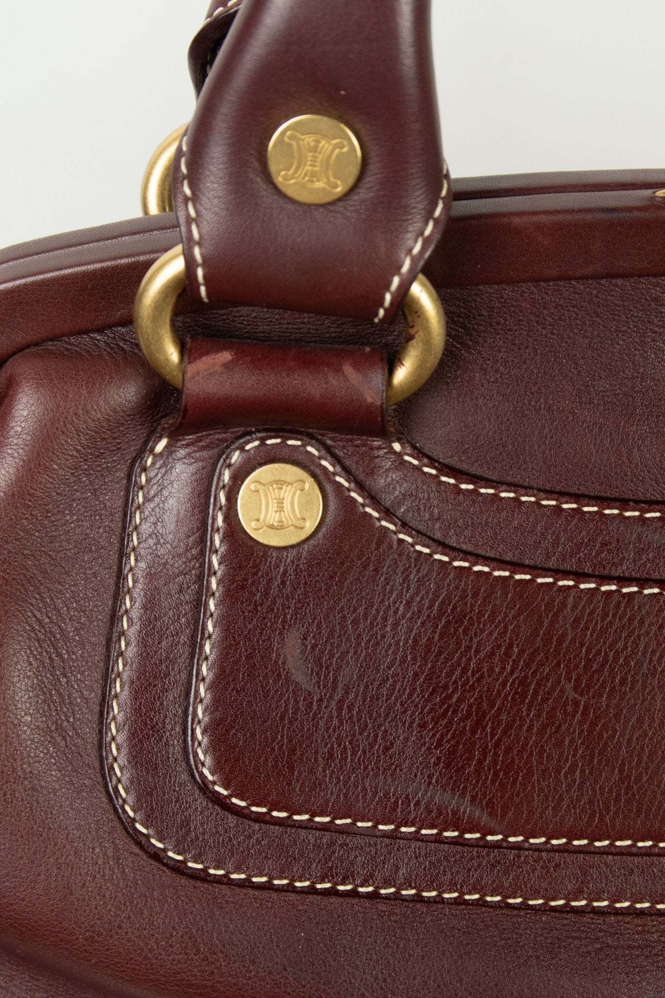 Vintage Celine Boogie Frame Burgundy Handbag - Jade Vintage