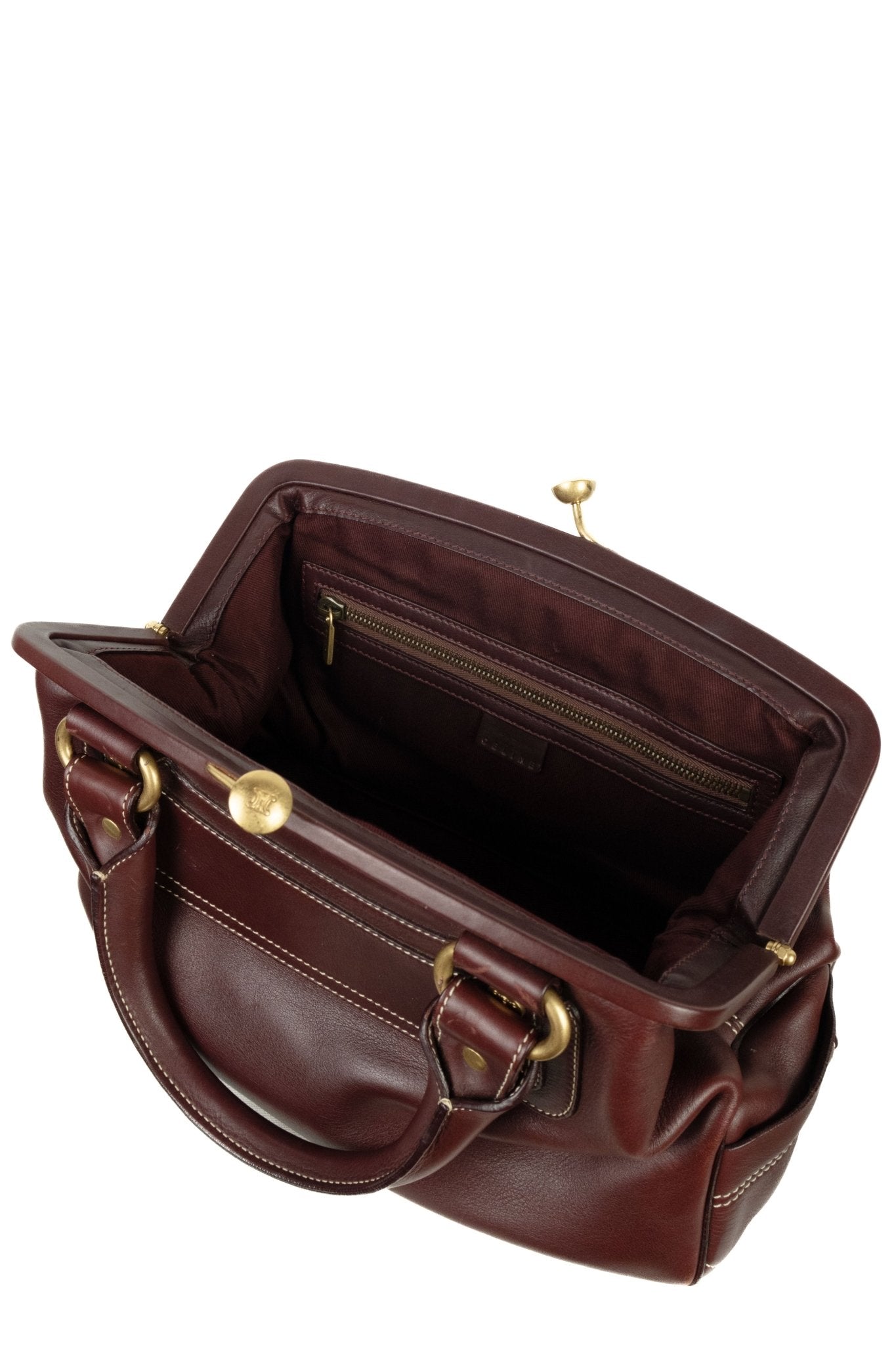 Vintage Celine Boogie Frame Burgundy Handbag - Jade Vintage