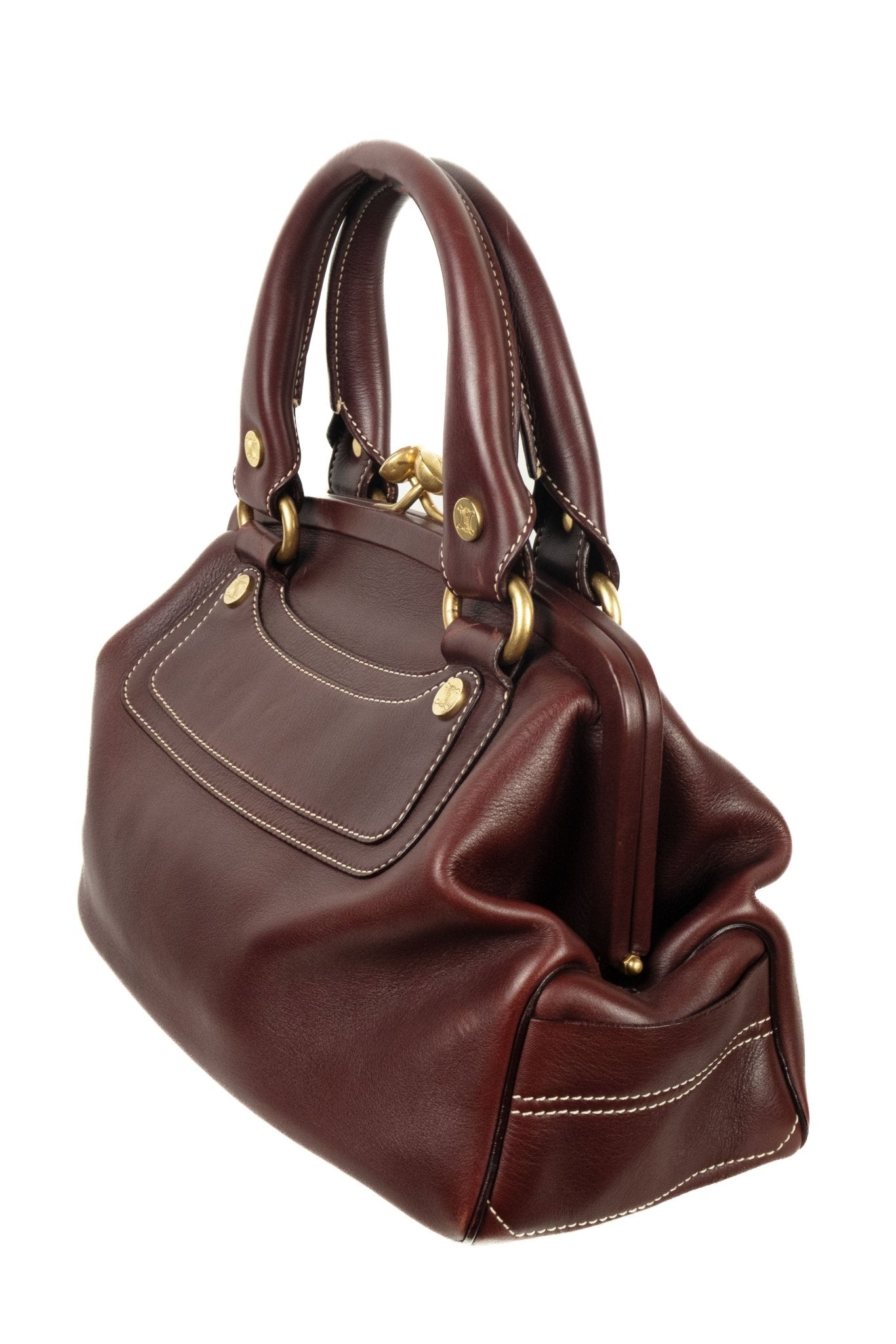 Vintage Celine Boogie Frame Burgundy Handbag - Jade Vintage