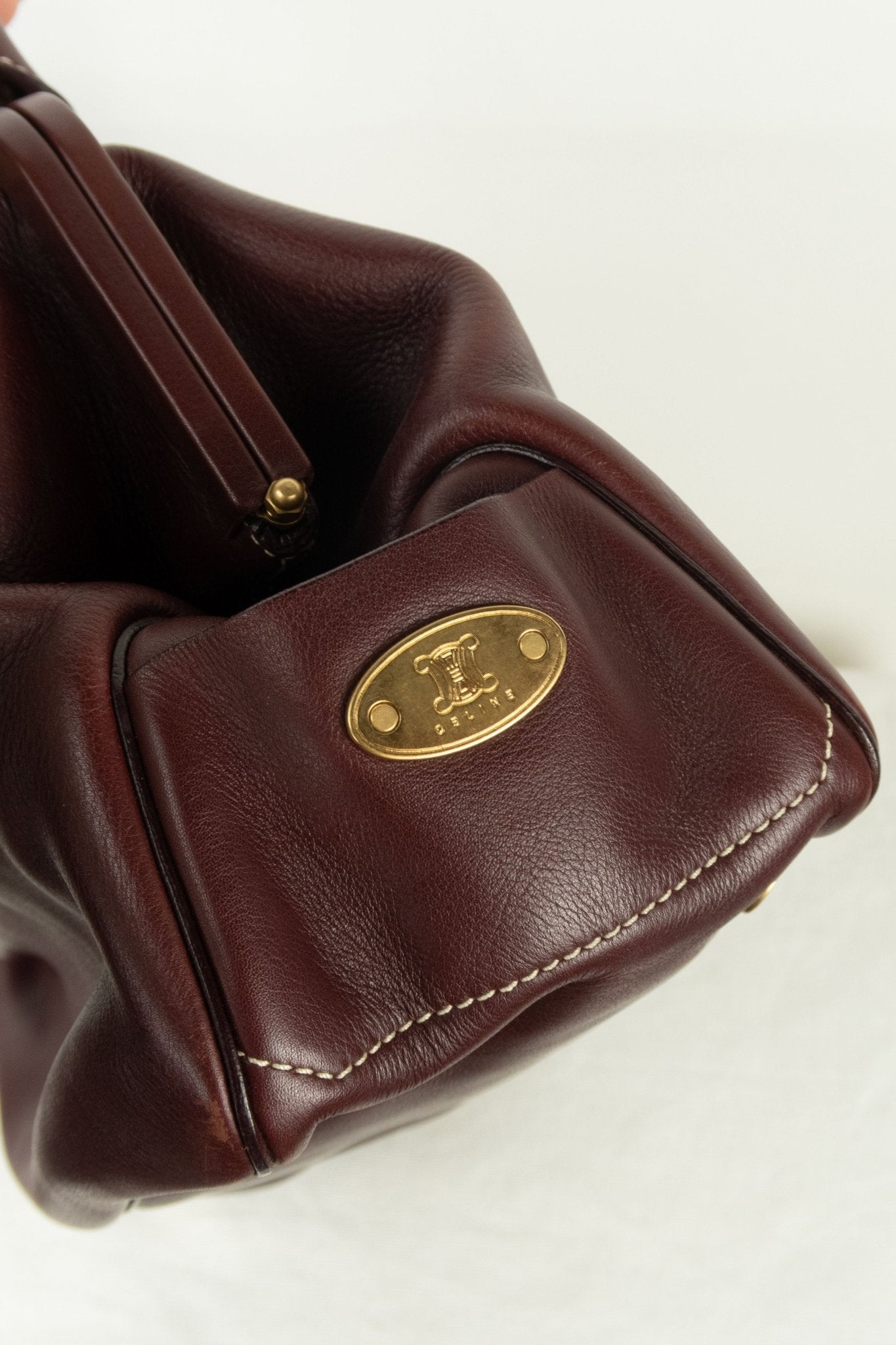 Vintage Celine Boogie Frame Burgundy Handbag - Jade Vintage