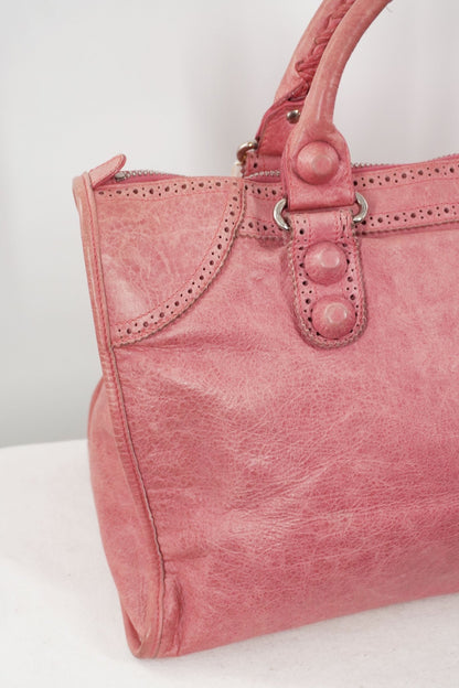 2009 Balenciaga Framboise Pink Work Tote Giant 21 Leather Brogues - Jade Vintage
