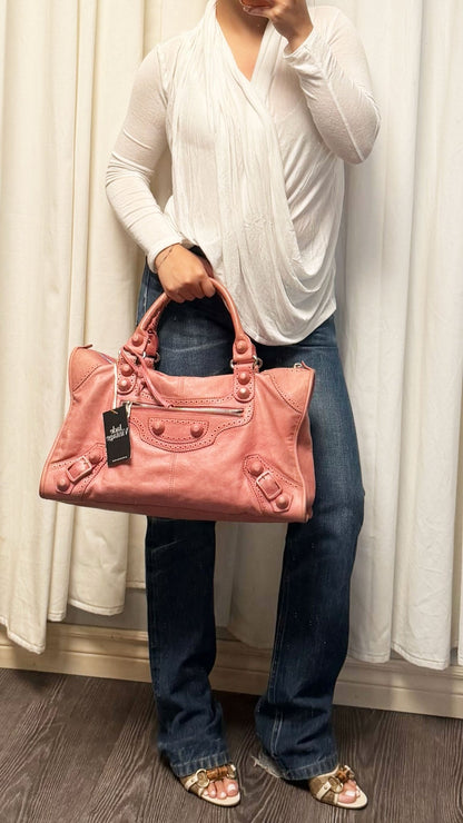 2009 Balenciaga Framboise Pink Work Tote Giant 21 Leather Brogues - Jade Vintage