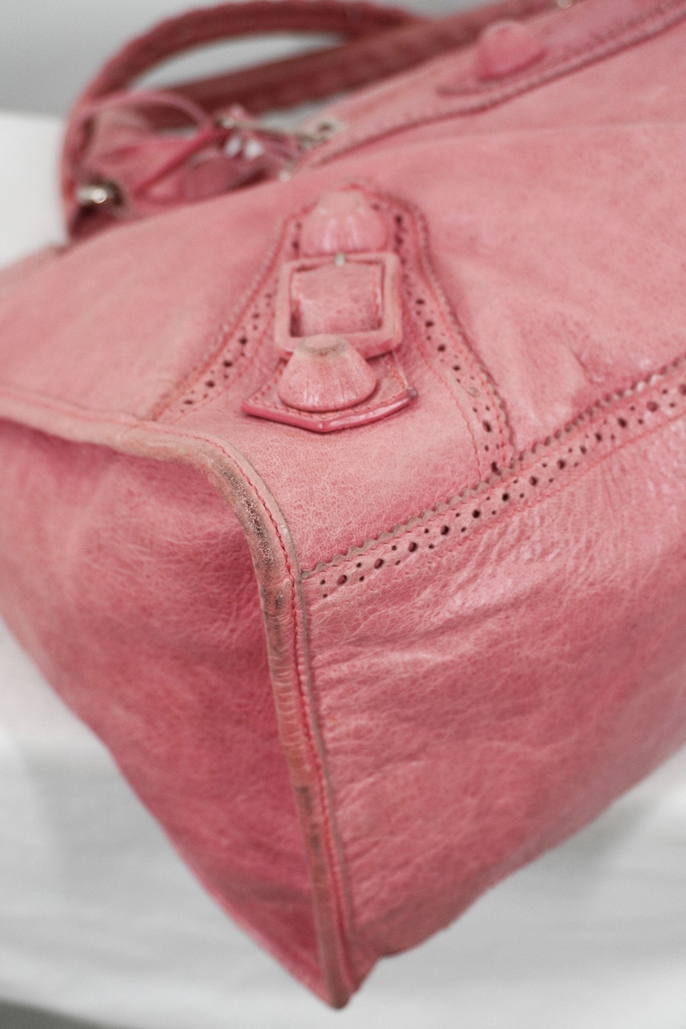 2009 Balenciaga Framboise Pink Work Tote Giant 21 Leather Brogues - Jade Vintage