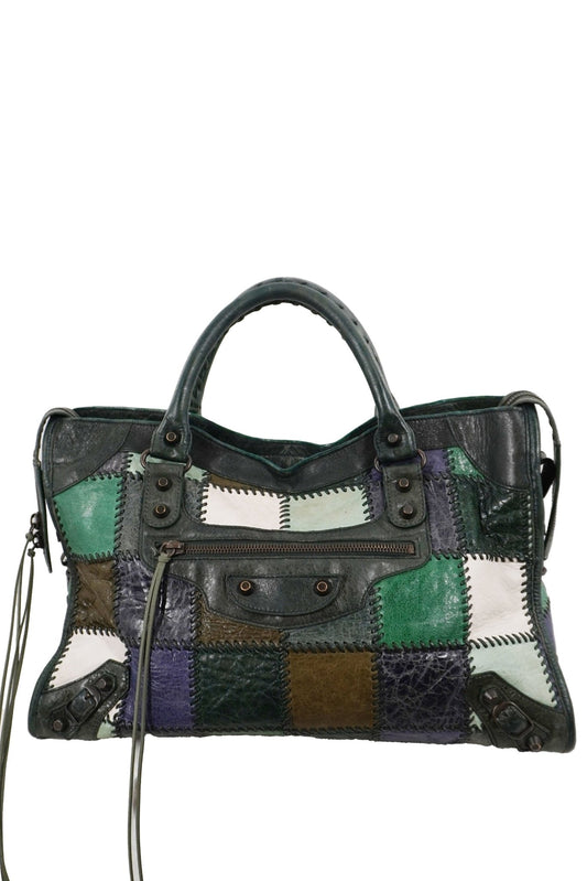 2009 Balenciaga Green Patchwork Medium City Bag - Jade Vintage
