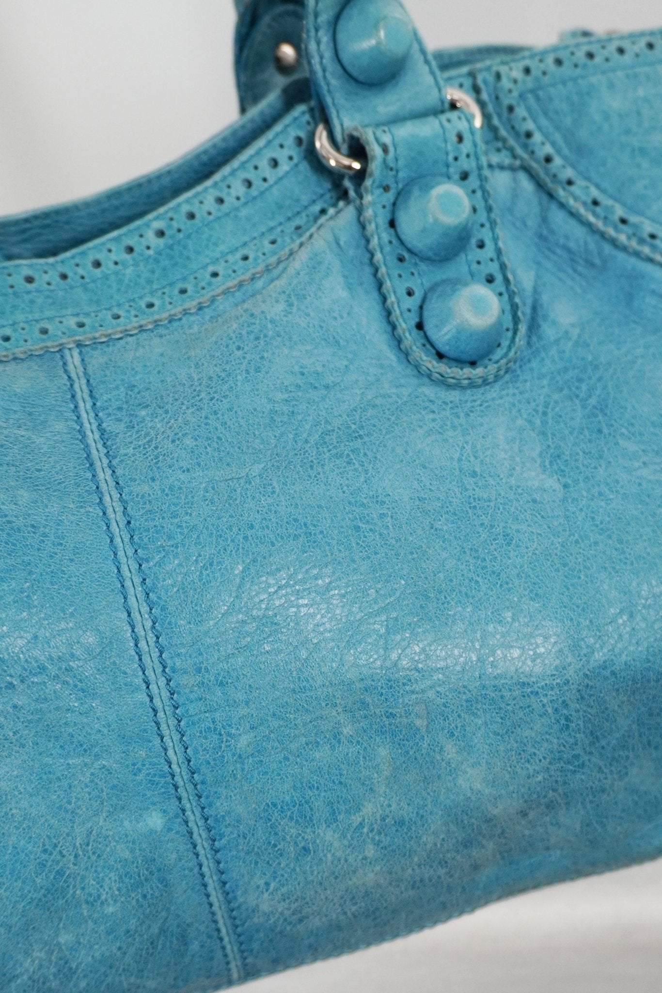 2009 Balenciaga Turquoise Part Time Bag Brogues Giant 21 Leather Hardware - Jade Vintage