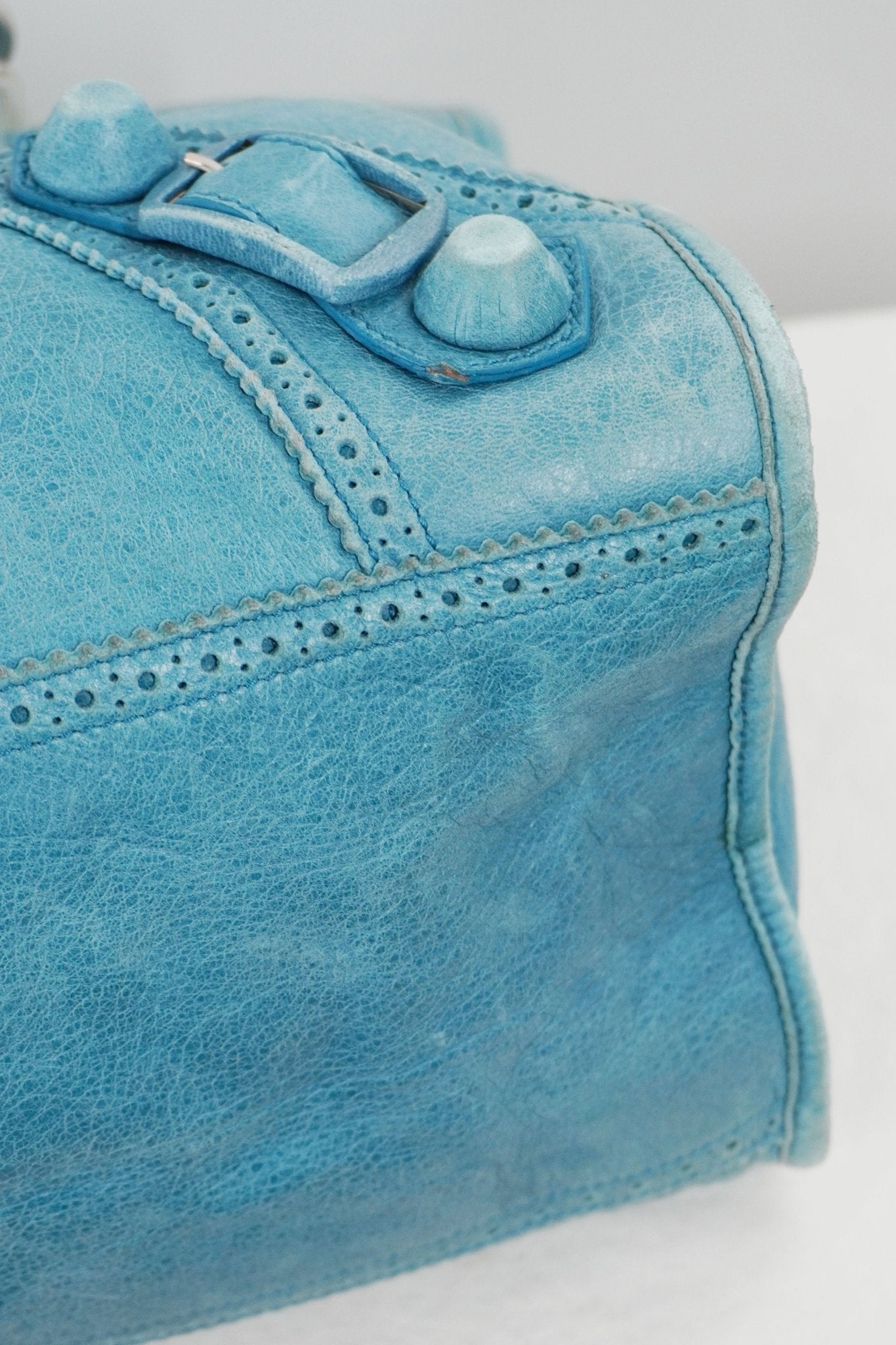 2009 Balenciaga Turquoise Part Time Bag Brogues Giant 21 Leather Hardware - Jade Vintage