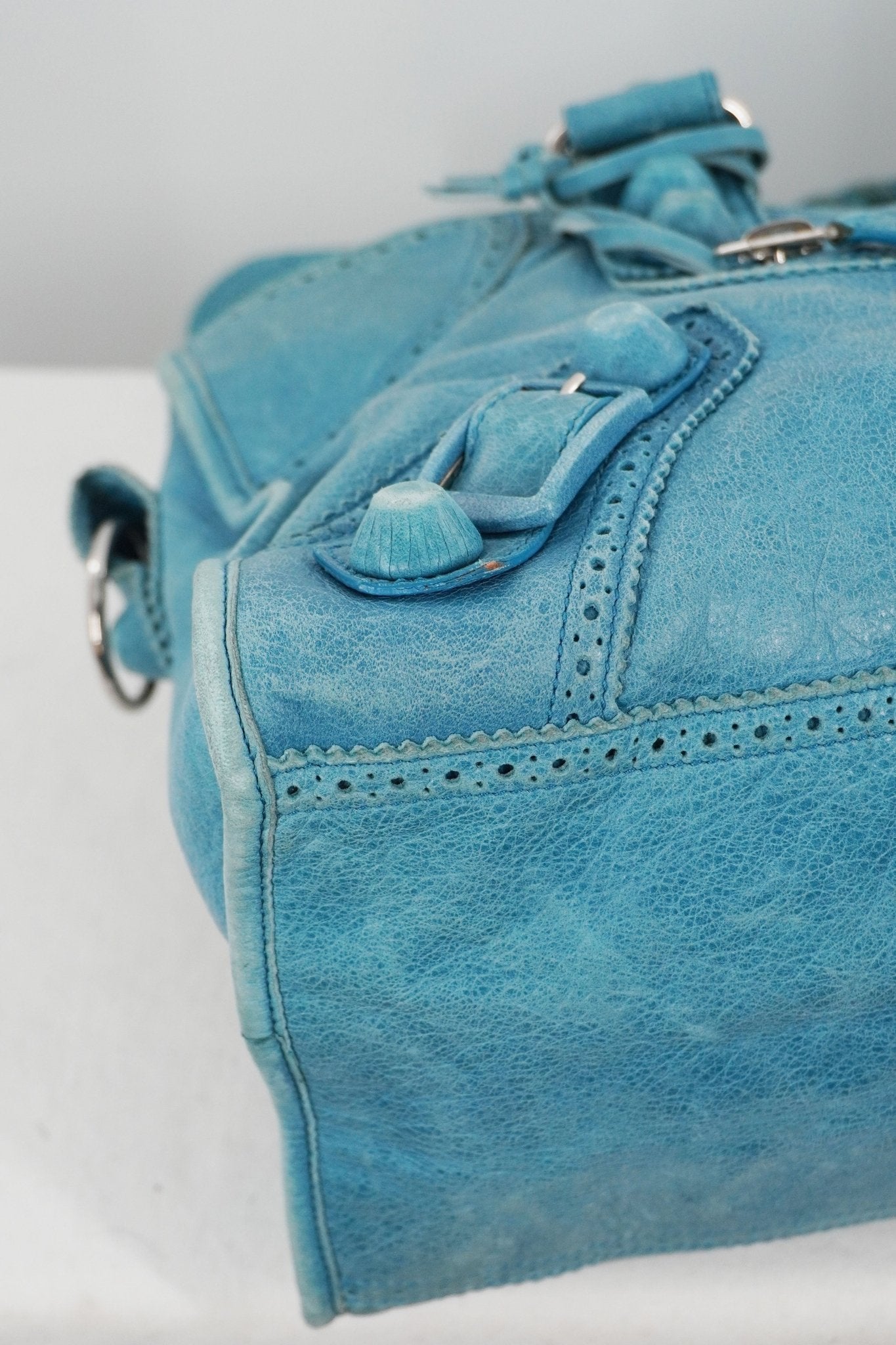 2009 Balenciaga Turquoise Part Time Bag Brogues Giant 21 Leather Hardware - Jade Vintage