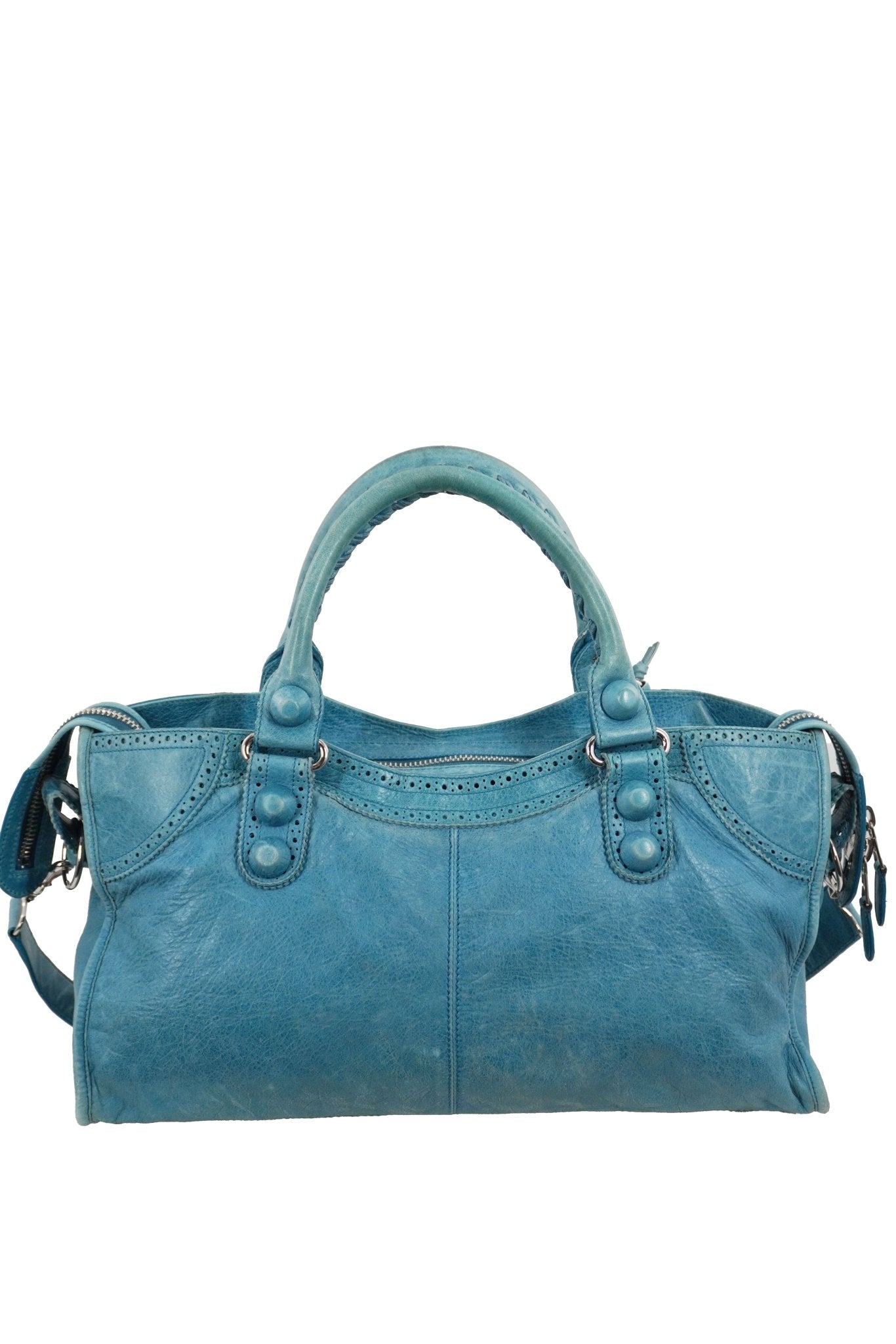 2009 Balenciaga Turquoise Part Time Bag Brogues Giant 21 Leather Hardware - Jade Vintage