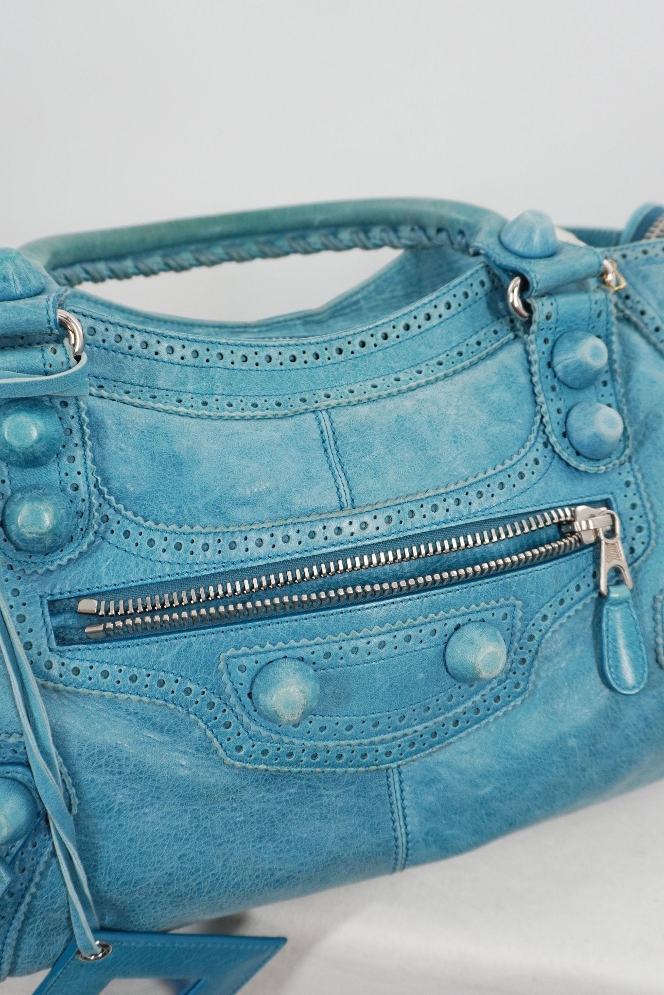 2009 Balenciaga Turquoise Part Time Bag Brogues Giant 21 Leather Hardware - Jade Vintage