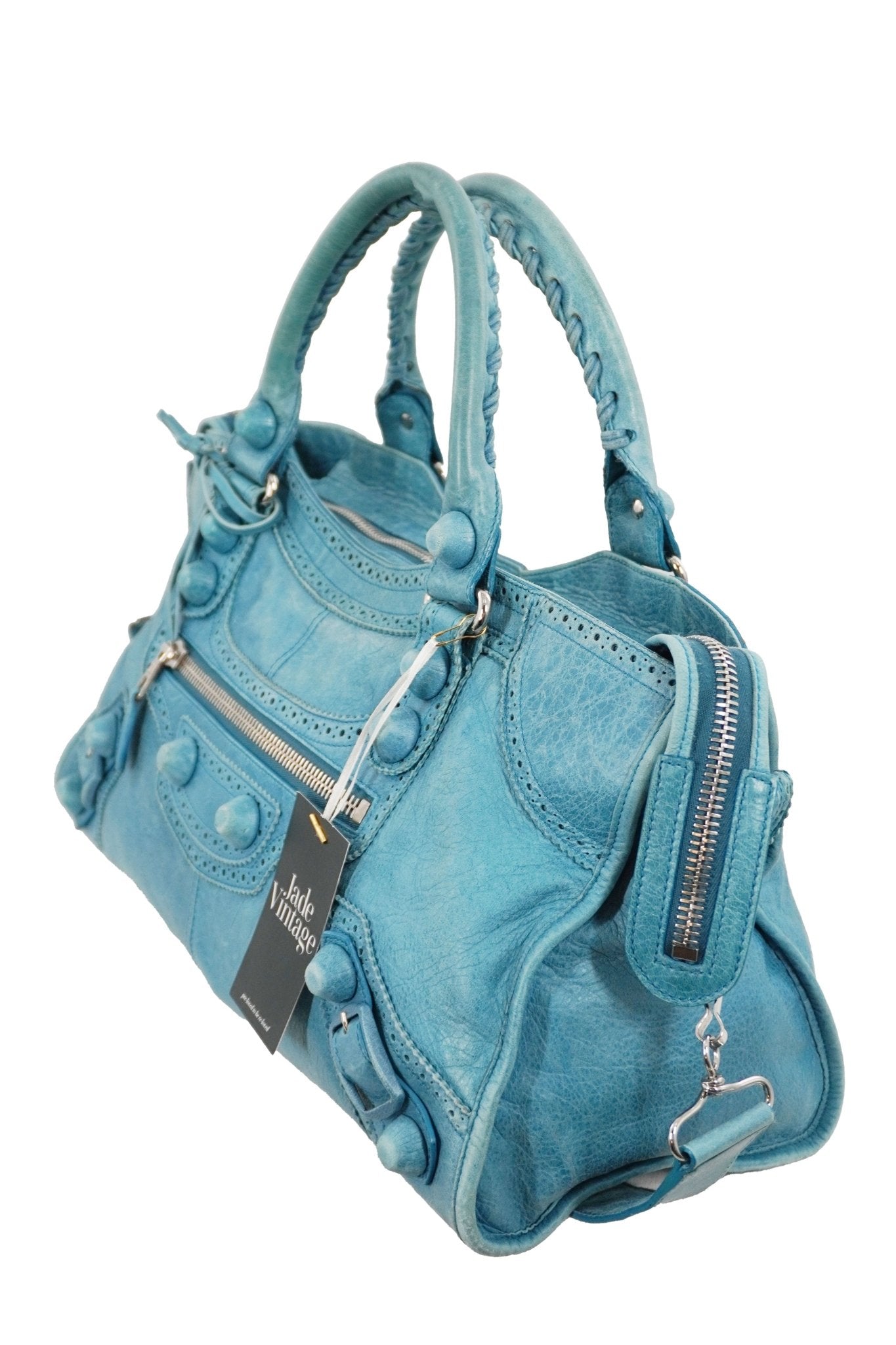 2009 Balenciaga Turquoise Part Time Bag Brogues Giant 21 Leather Hardware - Jade Vintage