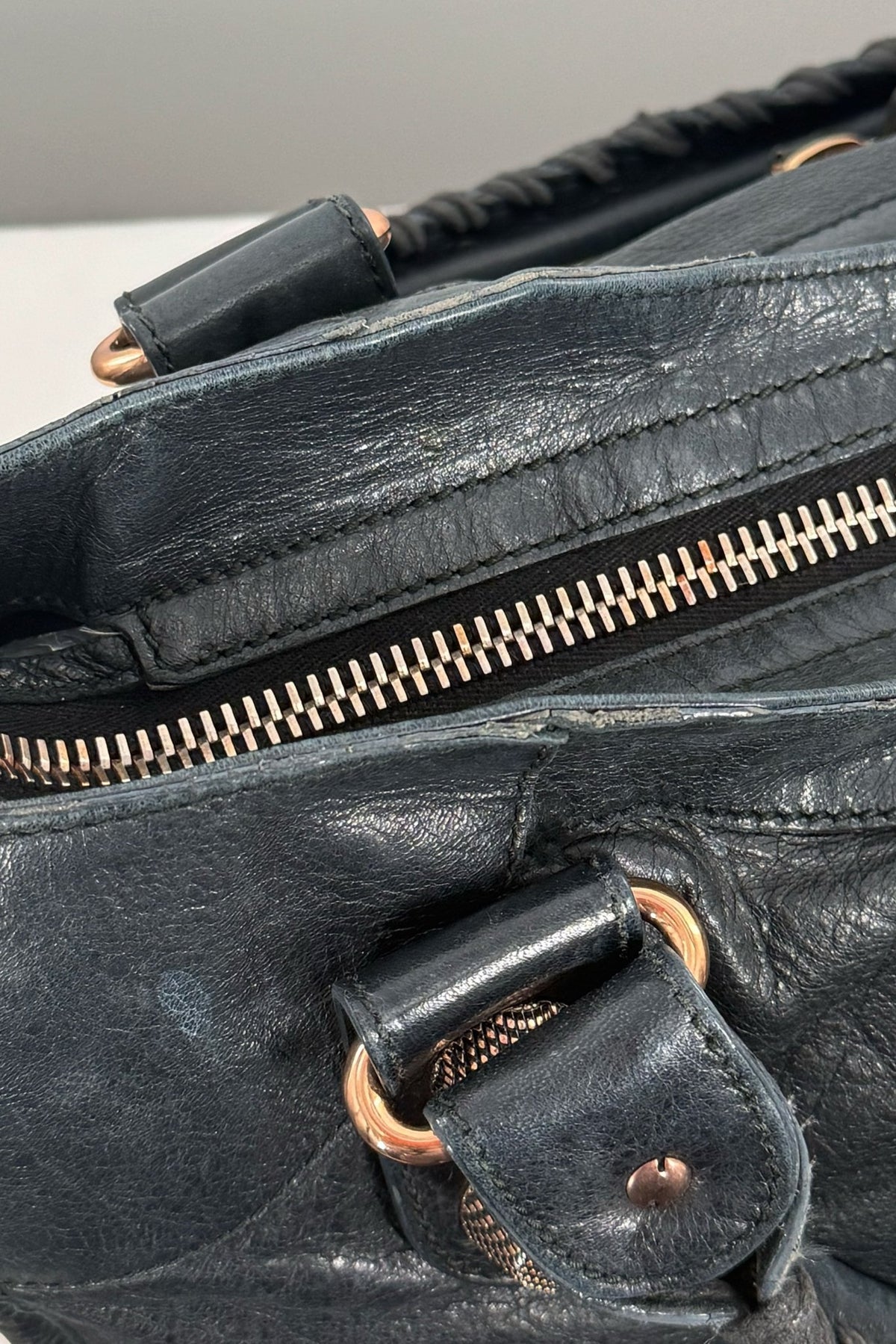2011 Balenciaga Black Medium City Bag Giant 21 Rose Gold Hardware - Jade Vintage