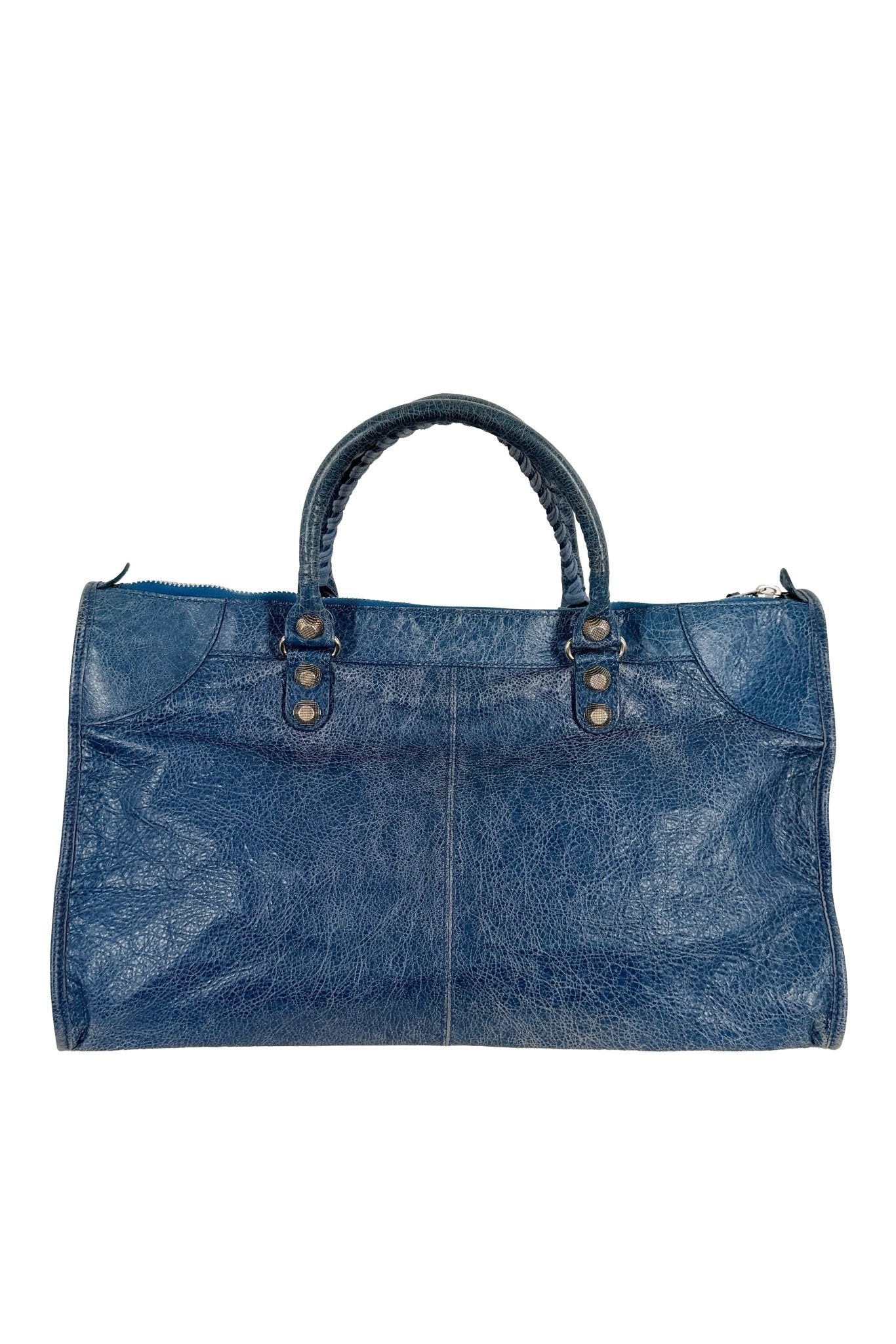 2012 Balenciaga Bleu Cobalt Work Tote Giant 12 Silver Hardware - Jade Vintage