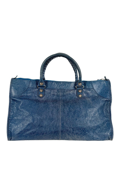 2012 Balenciaga Bleu Cobalt Work Tote Giant 12 Silver Hardware - Jade Vintage