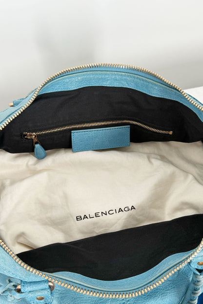 2012 Balenciaga Bleu Indigo Work Tote Giant 12 Rose Gold Hardware - Jade Vintage