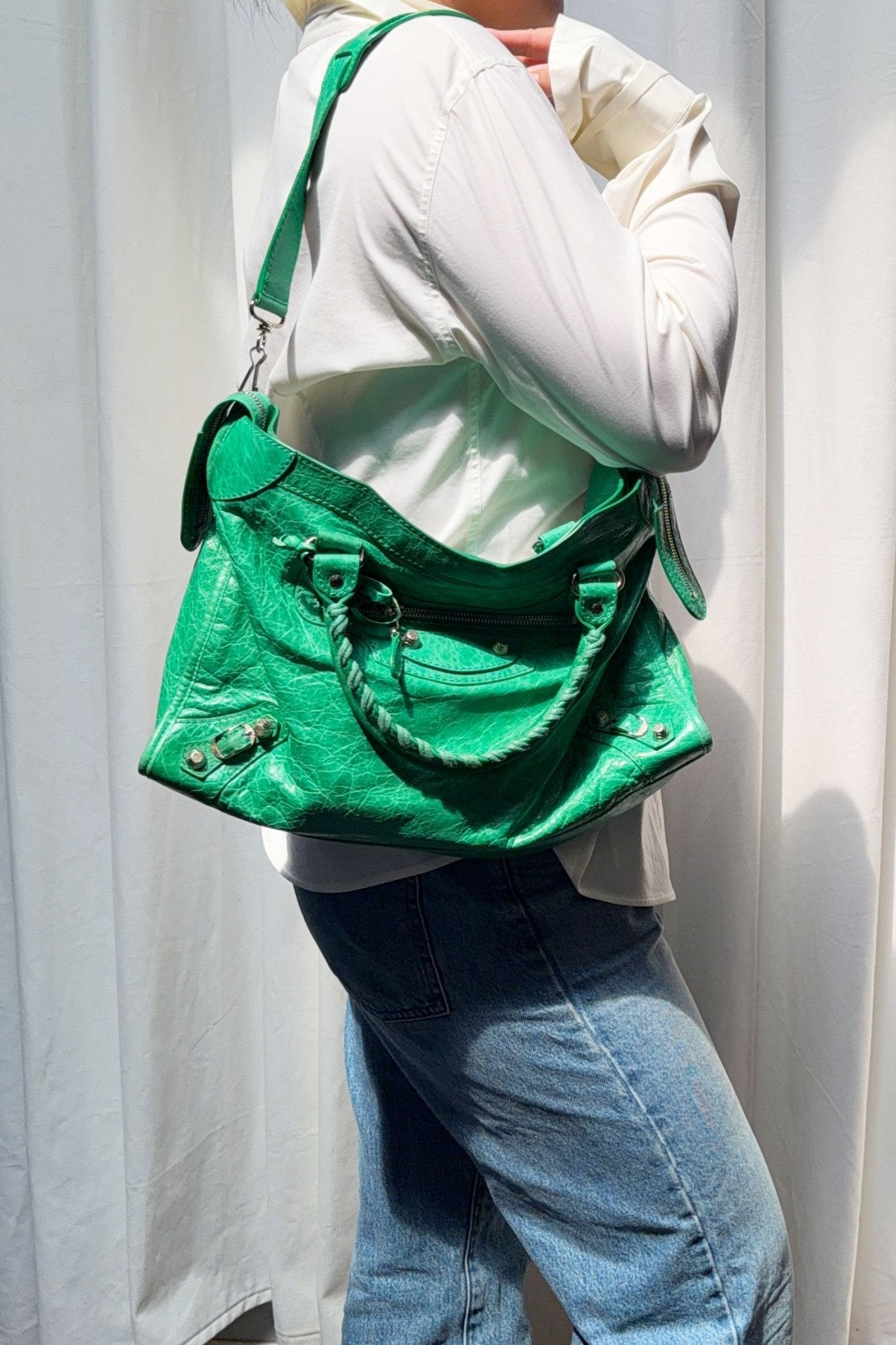 2012 Balenciaga Vert Poker City Bag Giant 12 Silver Hardware - Jade Vintage